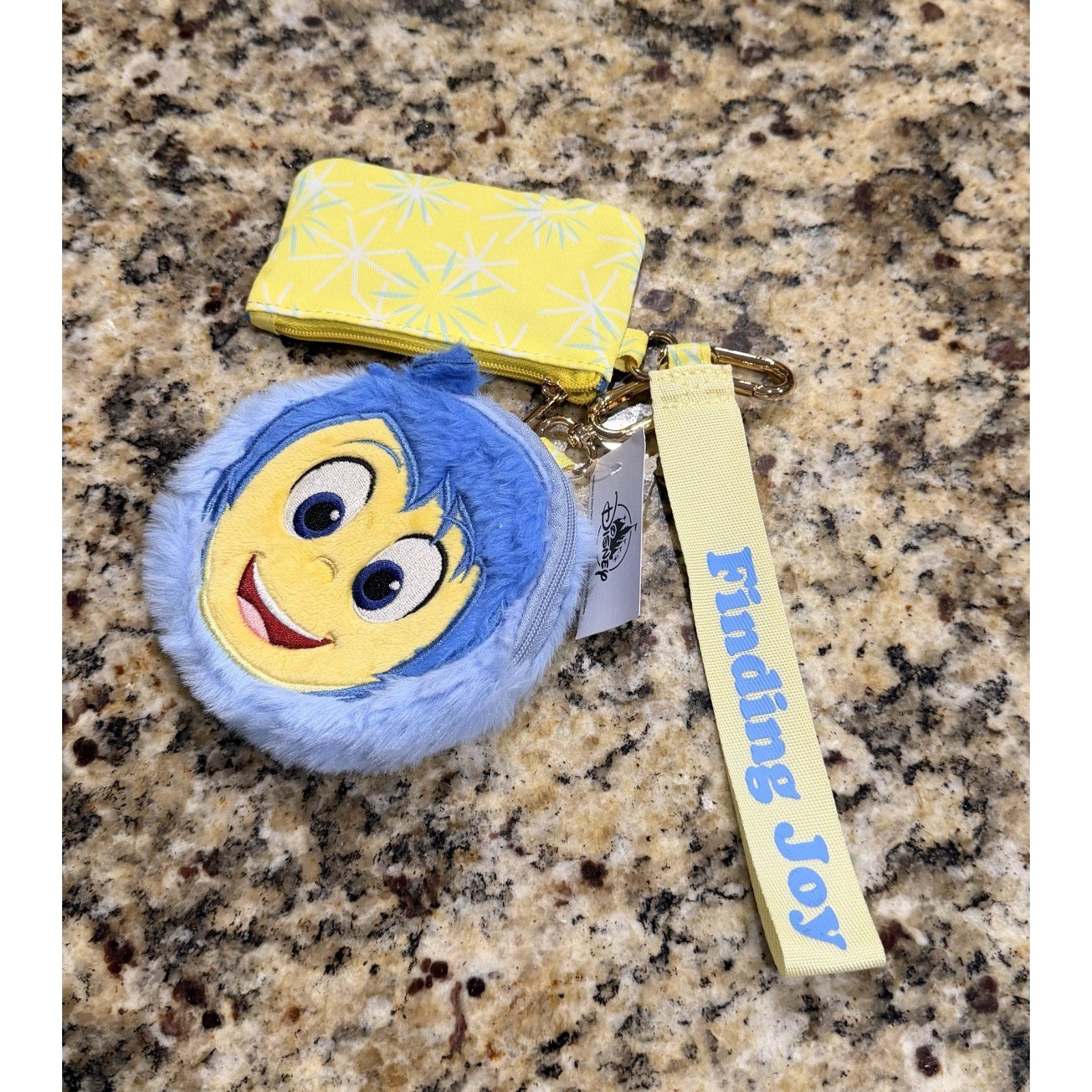 NWT 2025 Disney Parks Inside Out 2 Joy Dual Pouch Wristlet Wallet Bag Charm