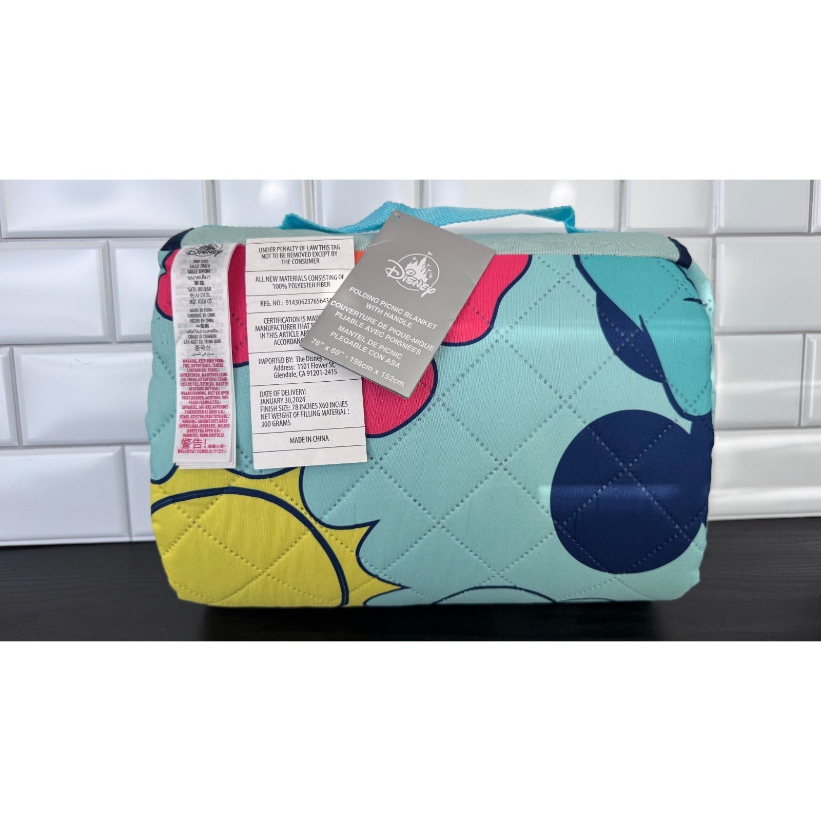 NWT Disney Parks Mickey & Minnie Mouse Folding Picnic Blanket | 78''x 60''