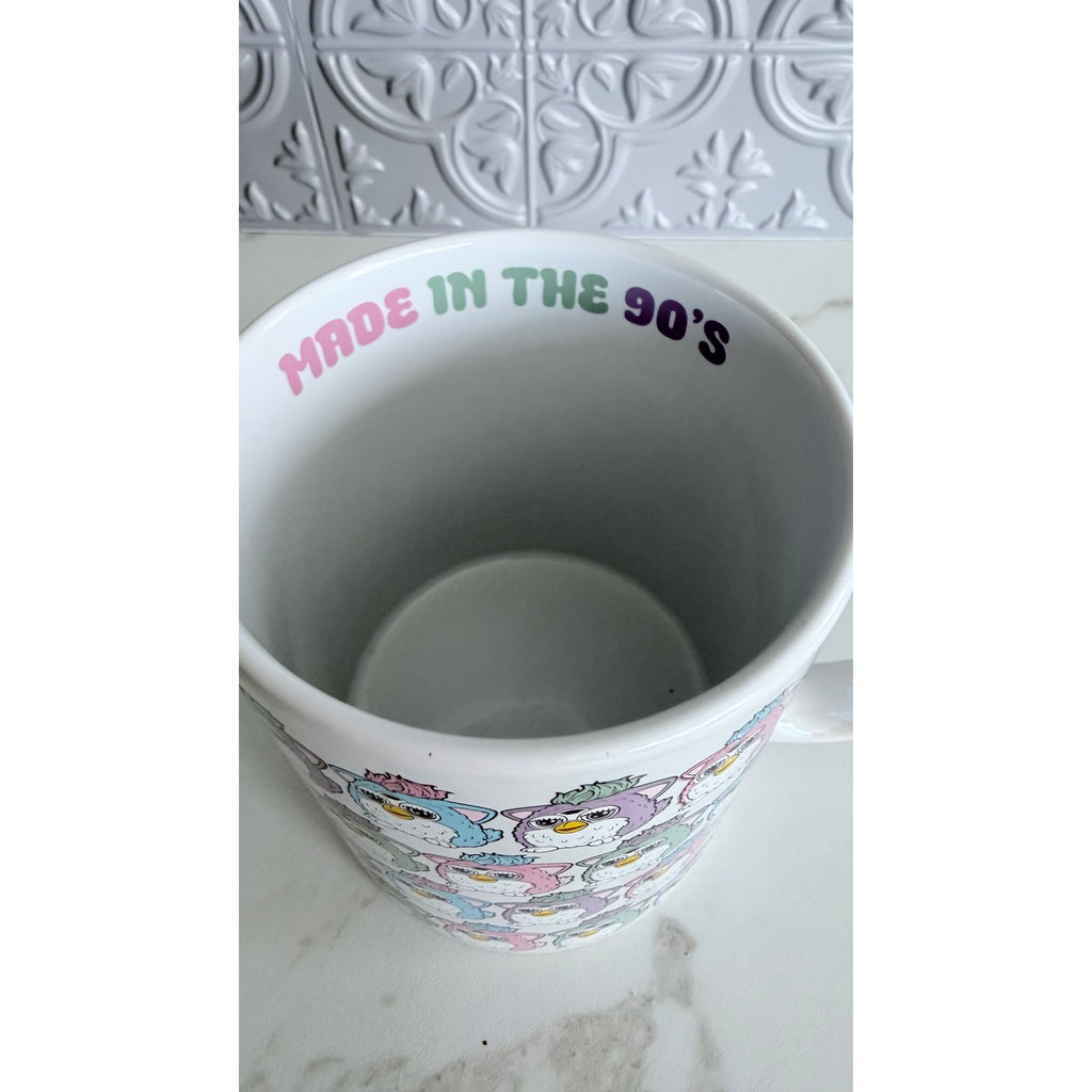 Furby Pastel Pattern Ceramic Mug 20 oz Made In The 90s Retro Hasbro NEW