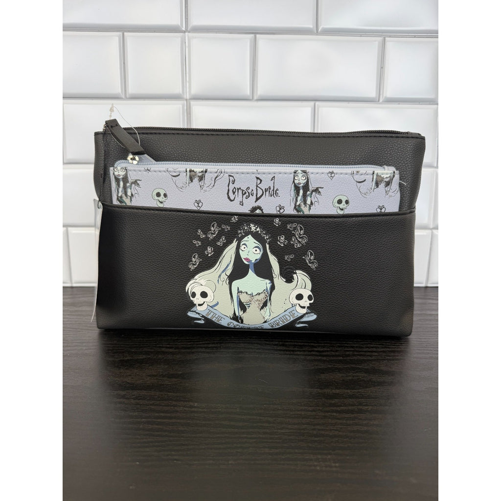 Primark Tim Burton Corpse Bride 2pc Makeup Bag Clutch Set NWT