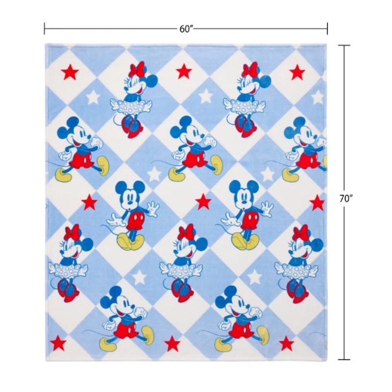 Disney Americana 2-Piece Mickey/Minnie Character Pillow & Throw Set NEW