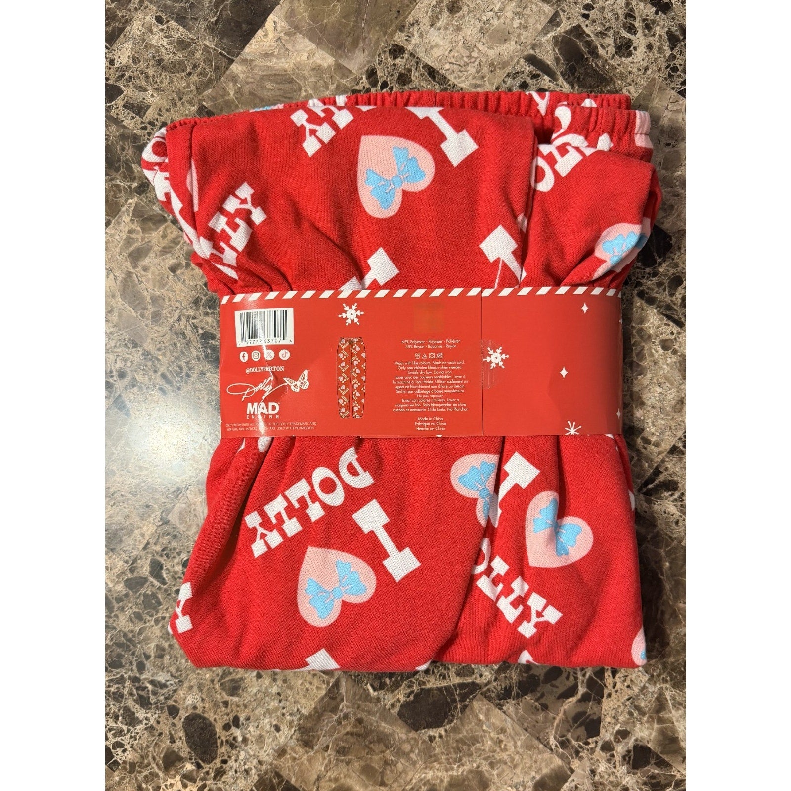 NEW Dolly Parton "I Heart Dolly" Printed Jogger Pants - Adult Large