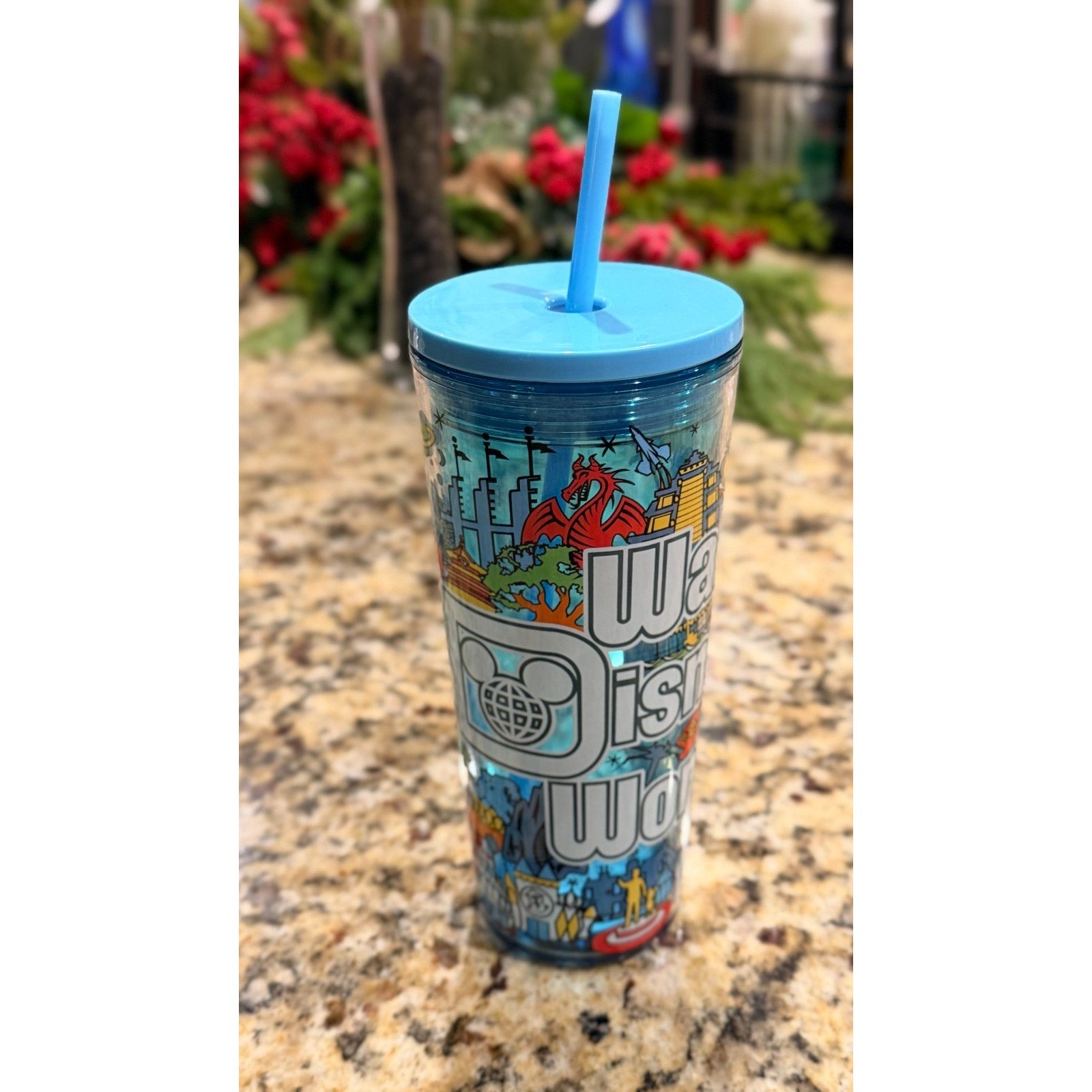 NEW Disney Parks Walt Disney World 2025 Four Parks 20oz Clear Plastic Tumbler