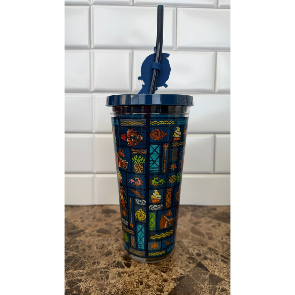 NEW Disney Parks Enchanted Tiki Room Plastic Tumbler with Straw Charm - 20oz