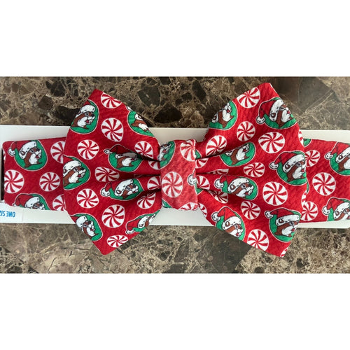 Buc-ee’s Baby Bowtie Headband Christmas Peppermint & Santa NEW