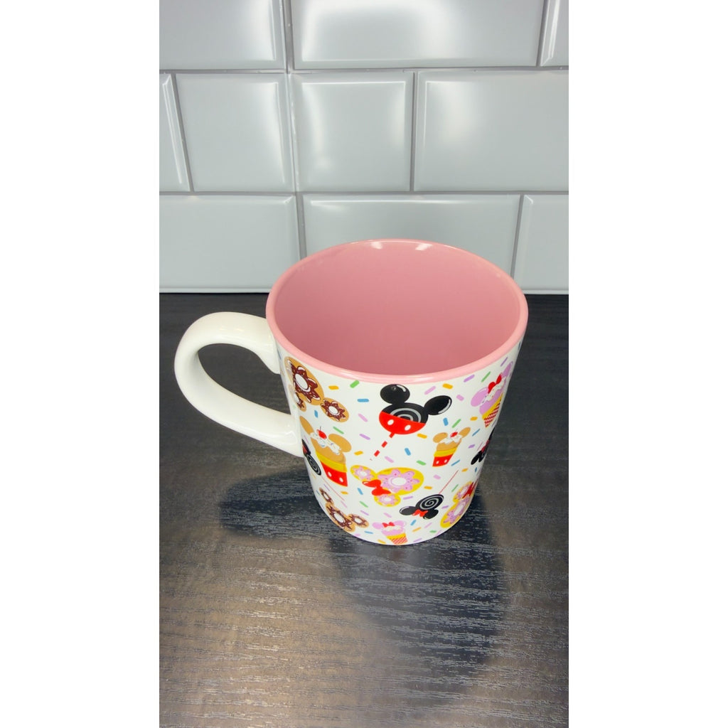 Disney Eats Mickey & Minnie Donut Coffee Mug - Large 16 oz Pink & White - NWT