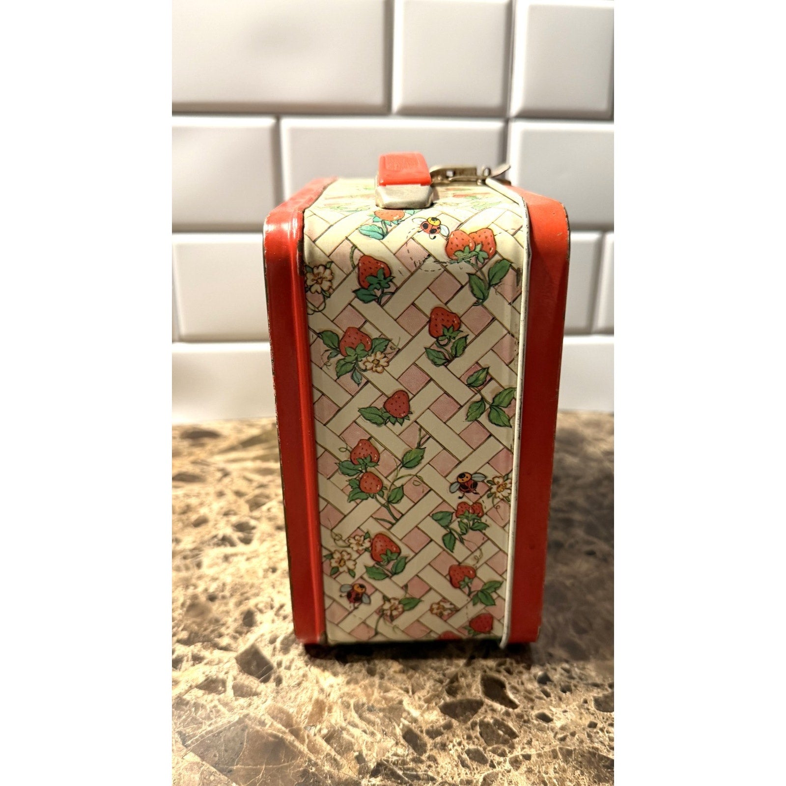 Vintage 1981 Strawberry Shortcake Metal Lunch Box & Thermos Set