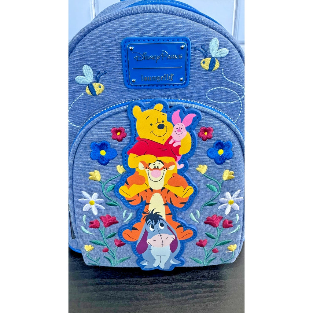 Disney Parks x Loungefly Denim Winnie the Pooh and Friends Mini Backpack NWT