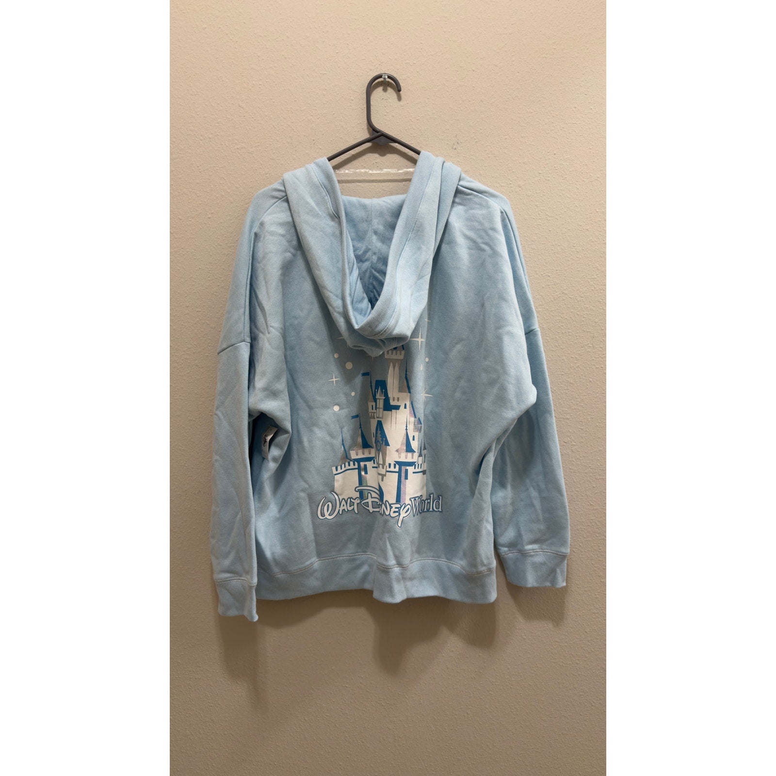 Walt Disney World Cinderella Castle V-Neck Pullover Hoodie NWT Large