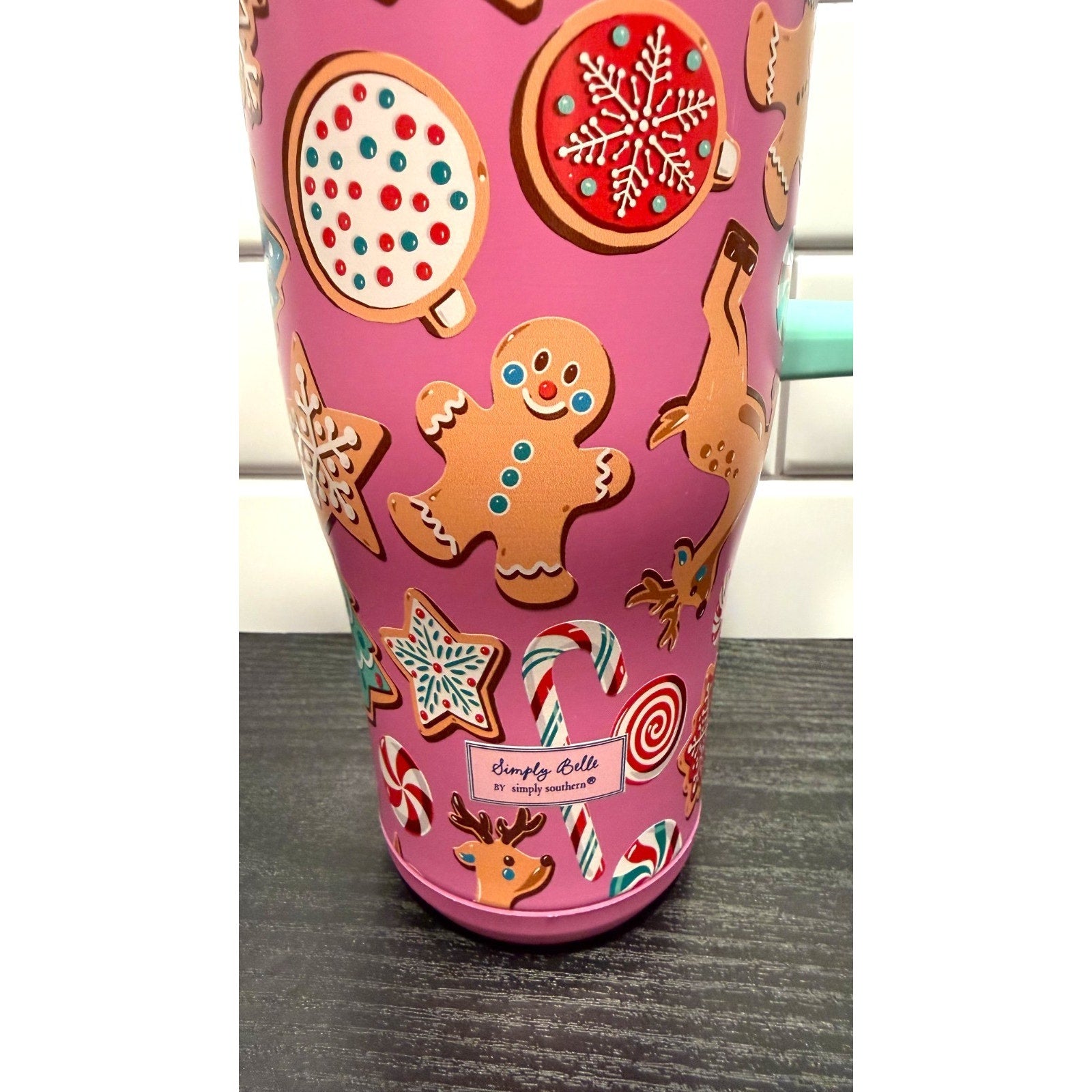 NWT Simply Southern 40oz Tumbler - Holiday Sweets Pink Gingerbread Mug