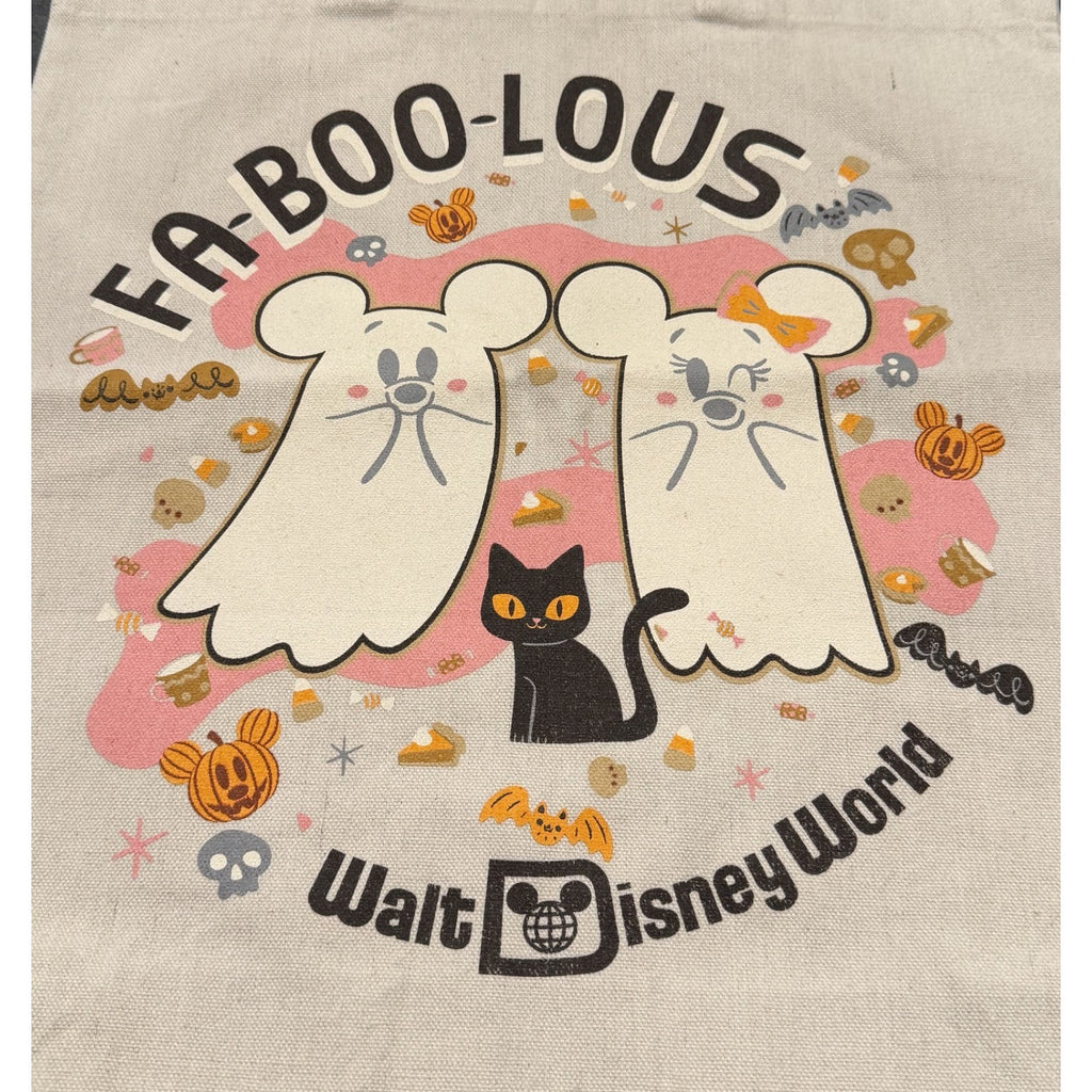 NEW Disney Parks 2025 Halloween Mickey & Minnie Ghost "Fa-Boo-Lous" Canvas Tote