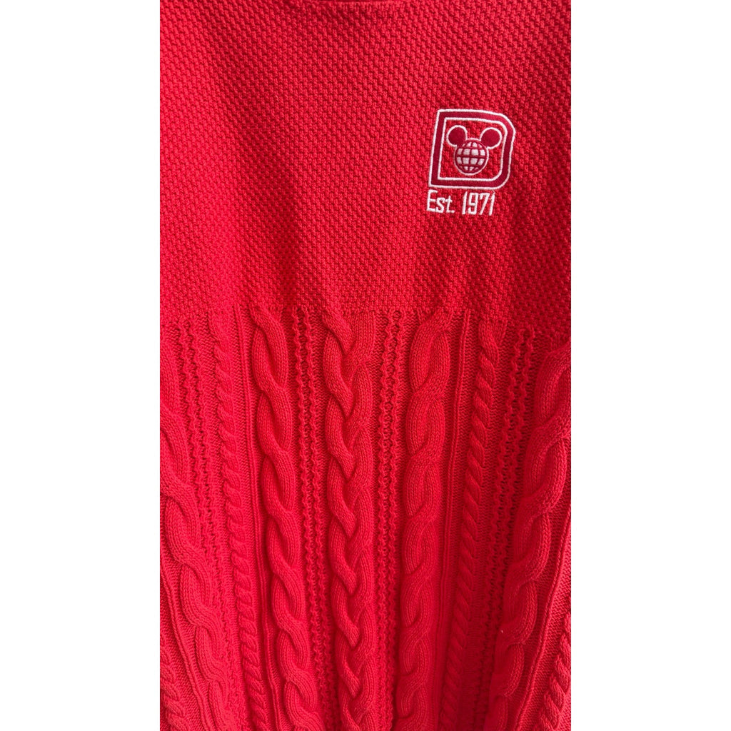 Disney Parks x Spirit Jersey Walt Disney World Red Cable Knit Sweater Size Large