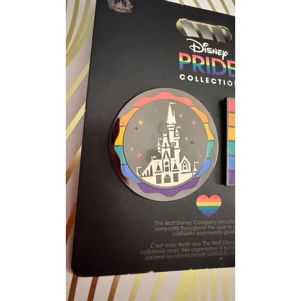 Disney Parks 2024 Pride Collection WDW Castle & Logo Pin Set