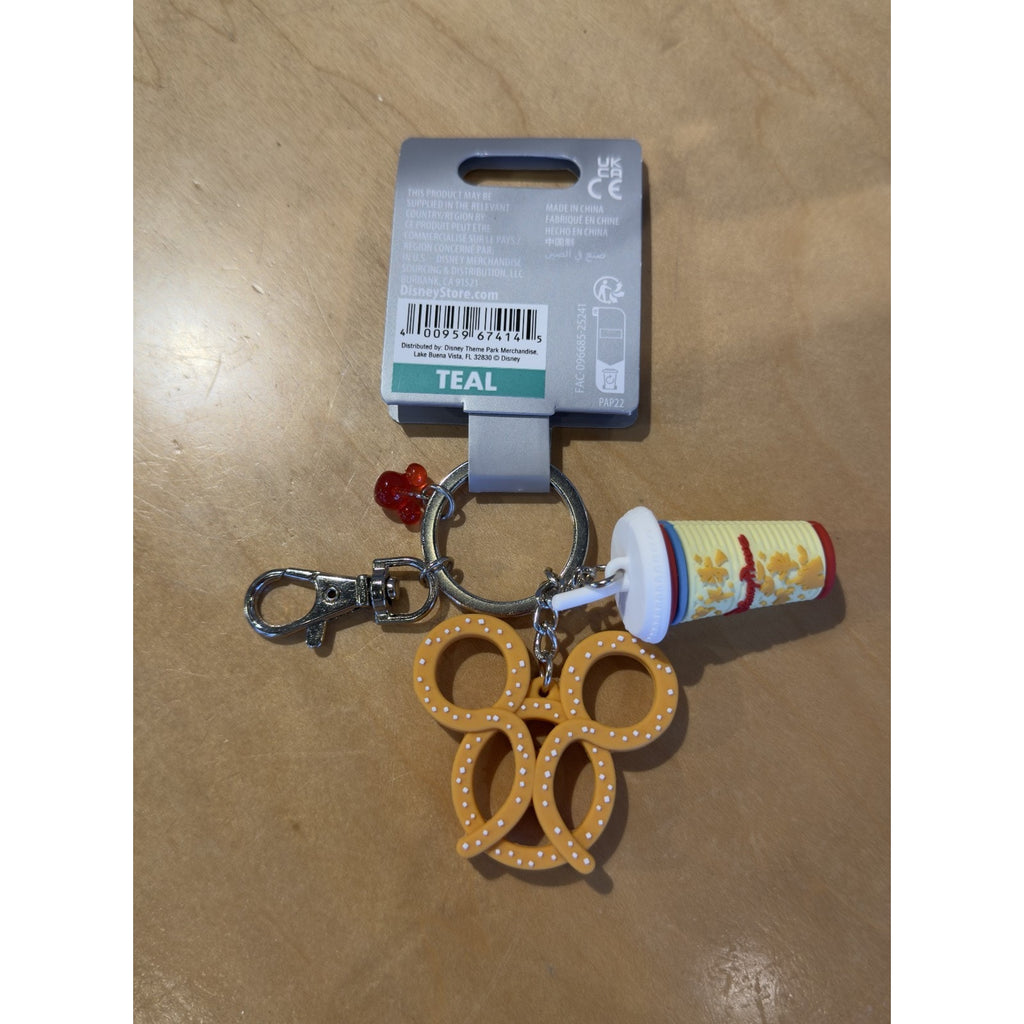 Disney Parks Mickey Pretzel & Soda Drink Bag Tag / Keychain Clip - NWT