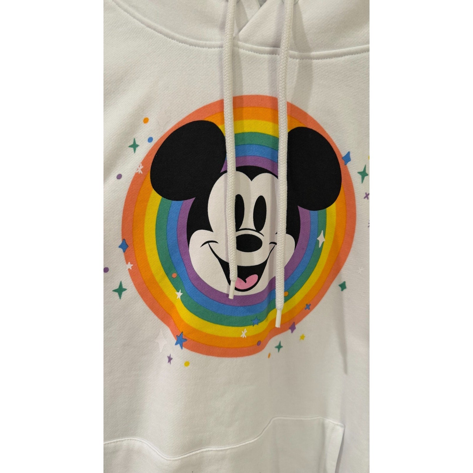 NWT Disney Parks Adult Large Pride Collection Mickey Mouse White Pullover Hoodie