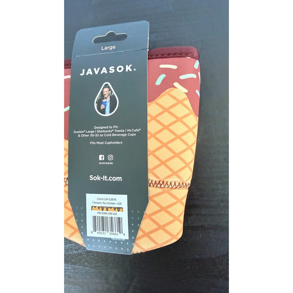 JavaSok "I Scream You Scream" Iced Coffee Sleeve - Large 30-32oz NWT