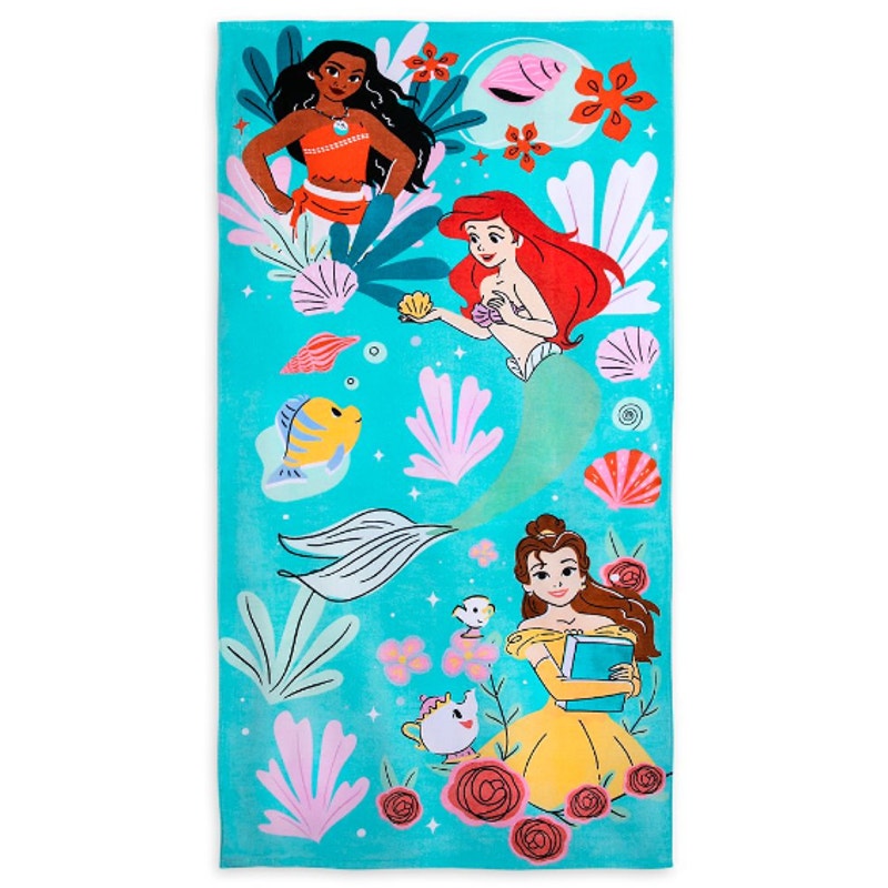 Disney Princess Beach Towel Ariel Moana Belle Flounder Cotton Pool Towel NEW