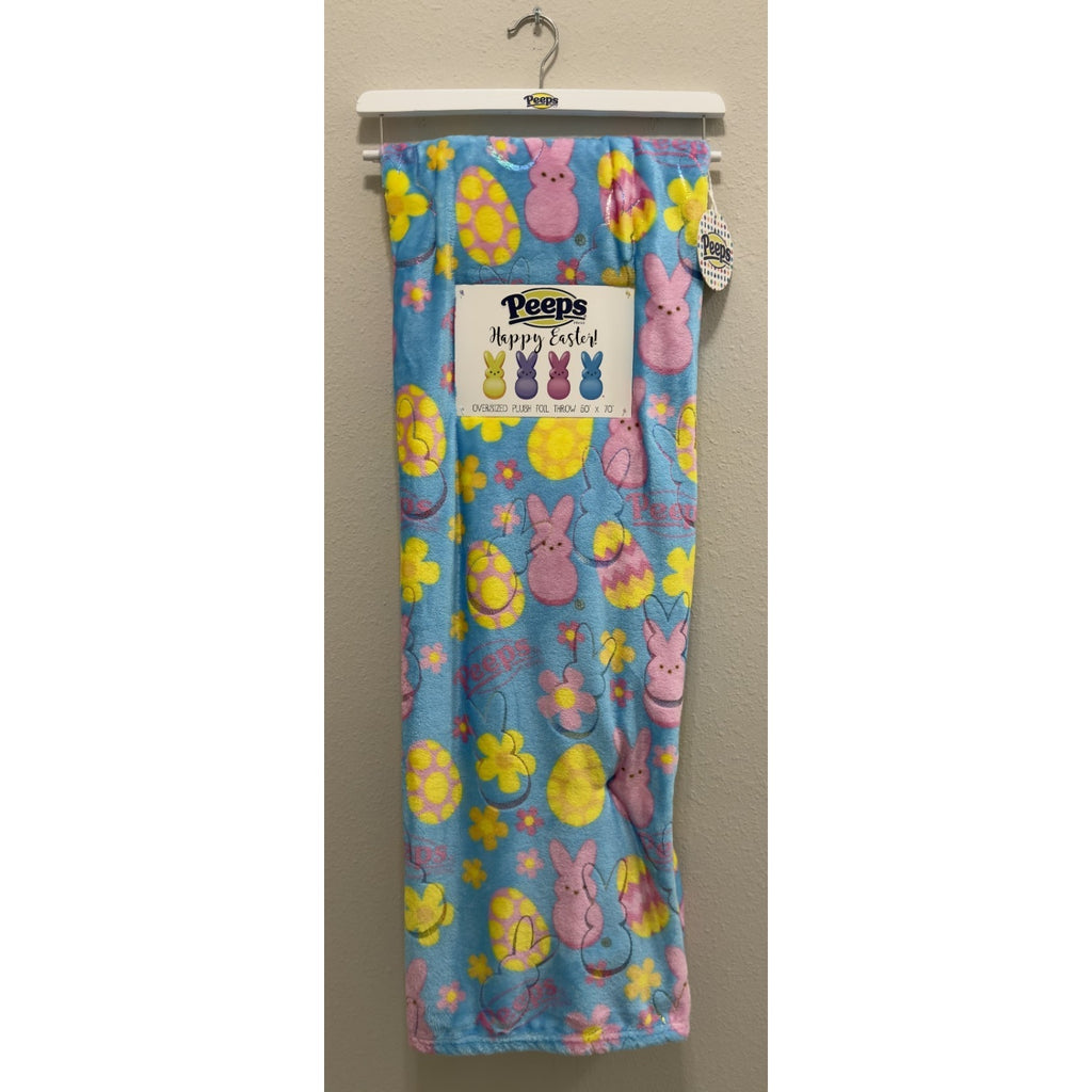 Peeps Oversized Plush Throw 50" x 70" - Peeps, Eggs, and Foil Design - NEW