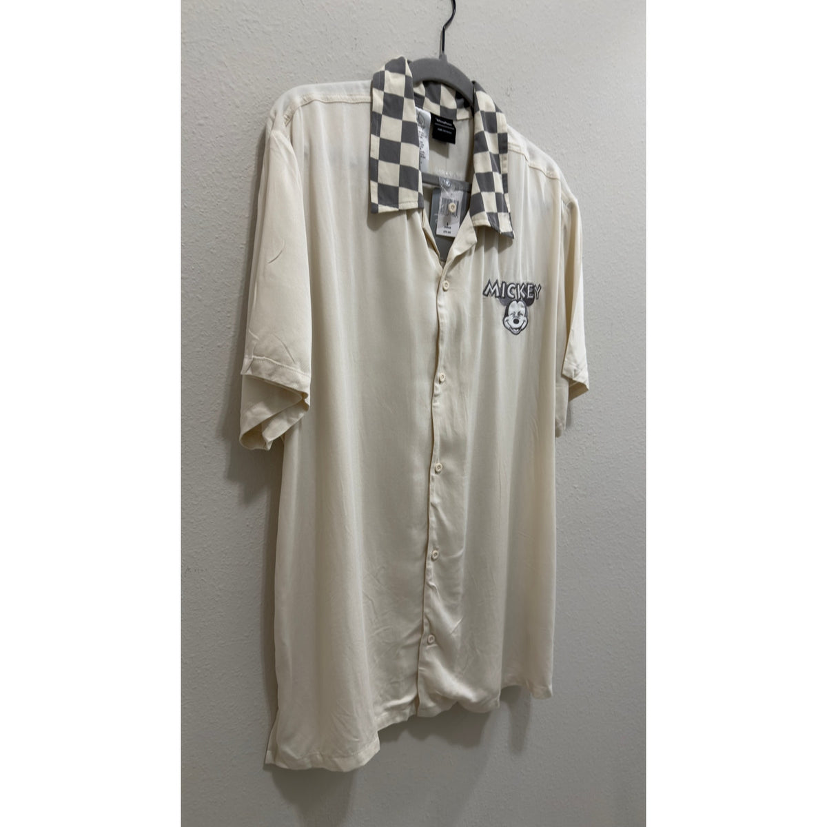 Disney Parks Our Universe Mickey Mouse Checkered Button Down Shirt NWT Large