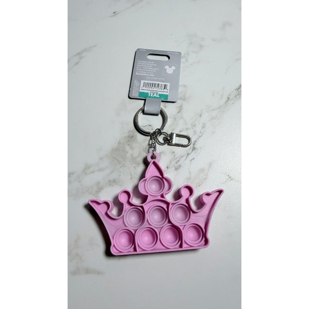 Disney Parks Pink Princess Crown Pop It Charm Sensory Fidget Keychain NEW