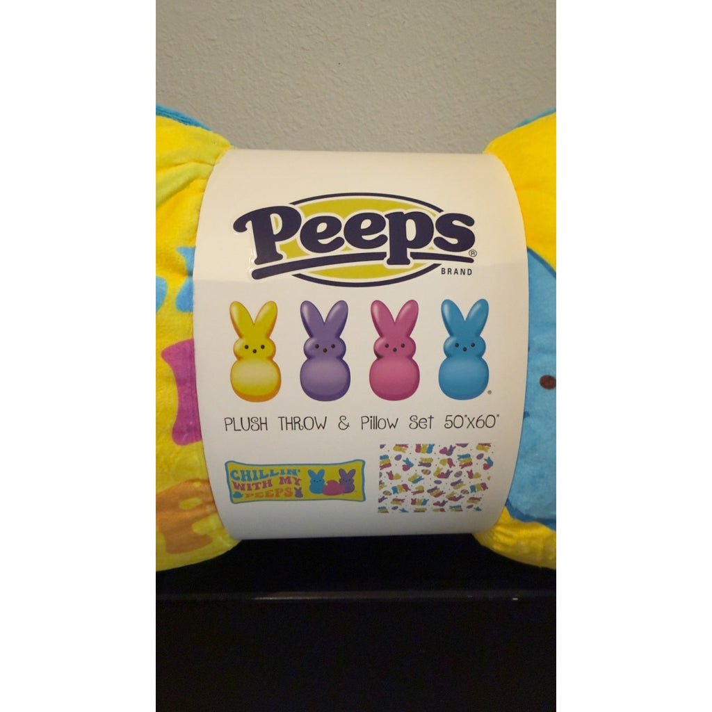 Peeps Yellow 2-Piece Plush Set — Throw & Pillow 50x60 - NEW