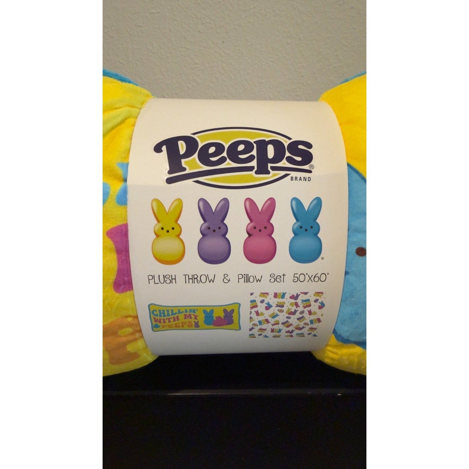 Peeps Yellow 2-Piece Plush Set — Throw & Pillow 50x60 - NEW