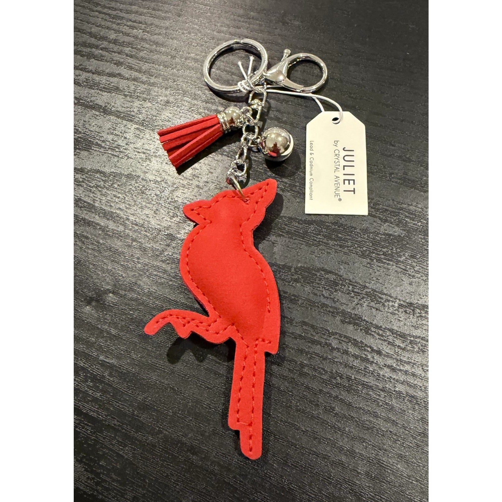 NEW Bling Red Cardinal Rhinestone Keychain & Bag Charm