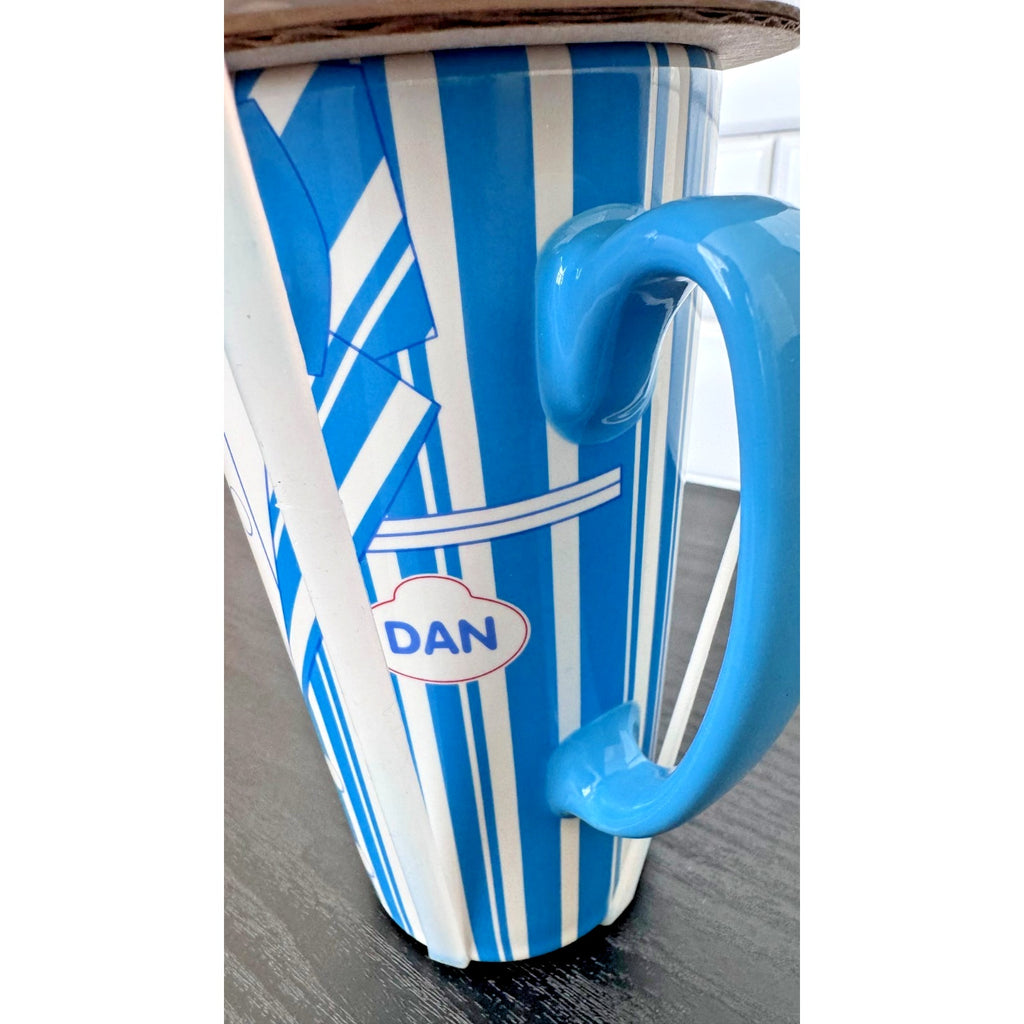 Disney Parks The Dapper Dans 18OZ Ceramic Coffee Mug W/Lid Blue White NEW