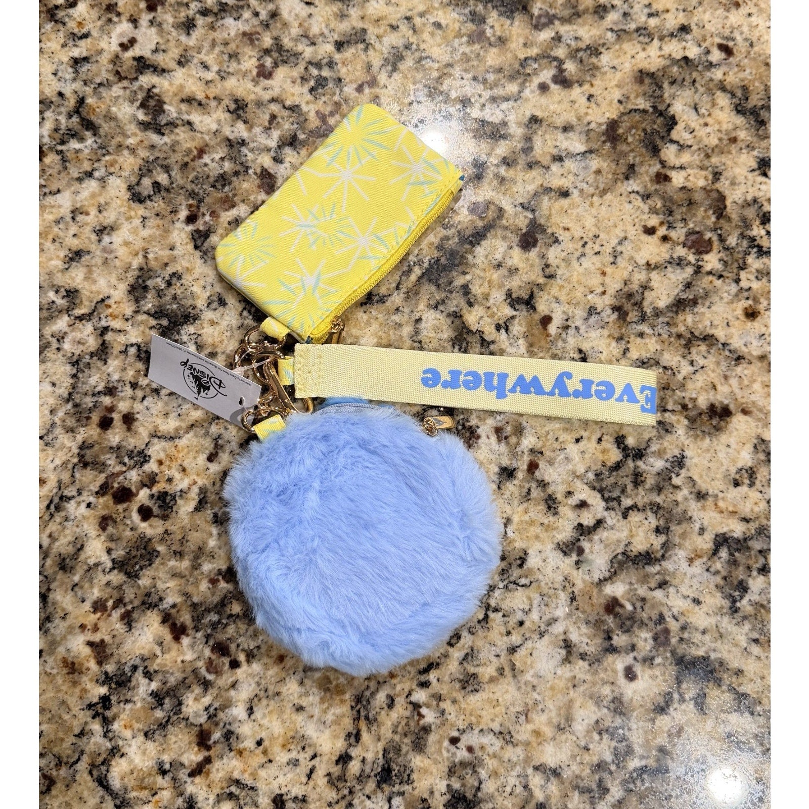NWT 2025 Disney Parks Inside Out 2 Joy Dual Pouch Wristlet Wallet Bag Charm