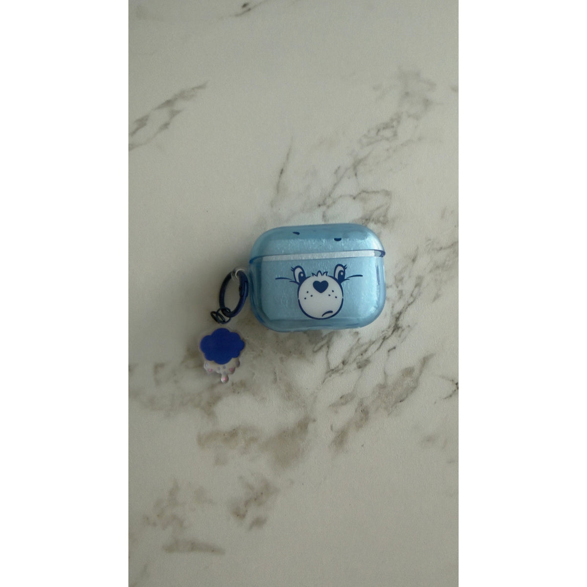 Care Bears Grumpy Bear Clear Blue AirPods Pro Case Cover & Charm Ring NEW
