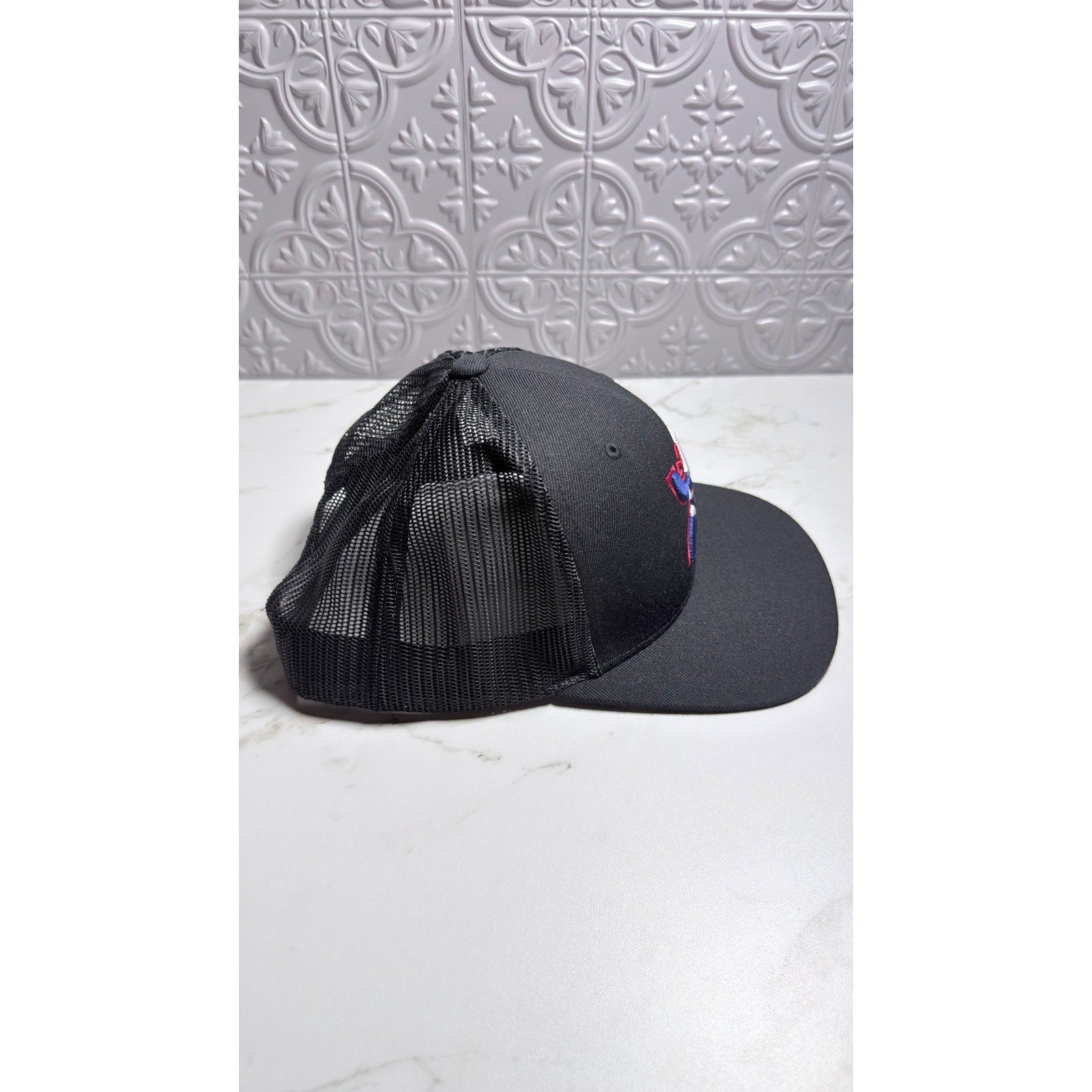 Hooey Texican Black Trucker Hat Red White Blue Logo Snapback Mesh Cap
