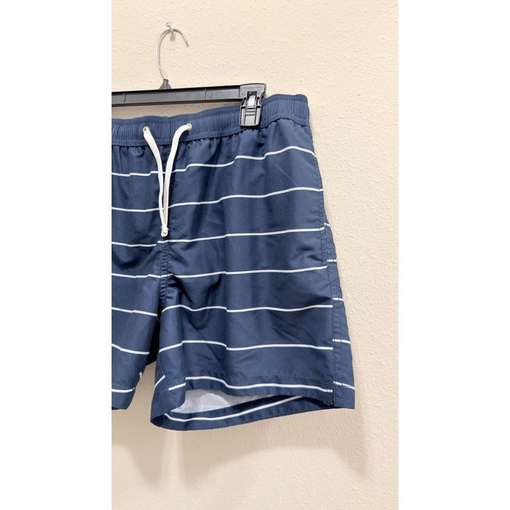 H&M Men's Striped Swim Shorts - Dark Blue - NWOT