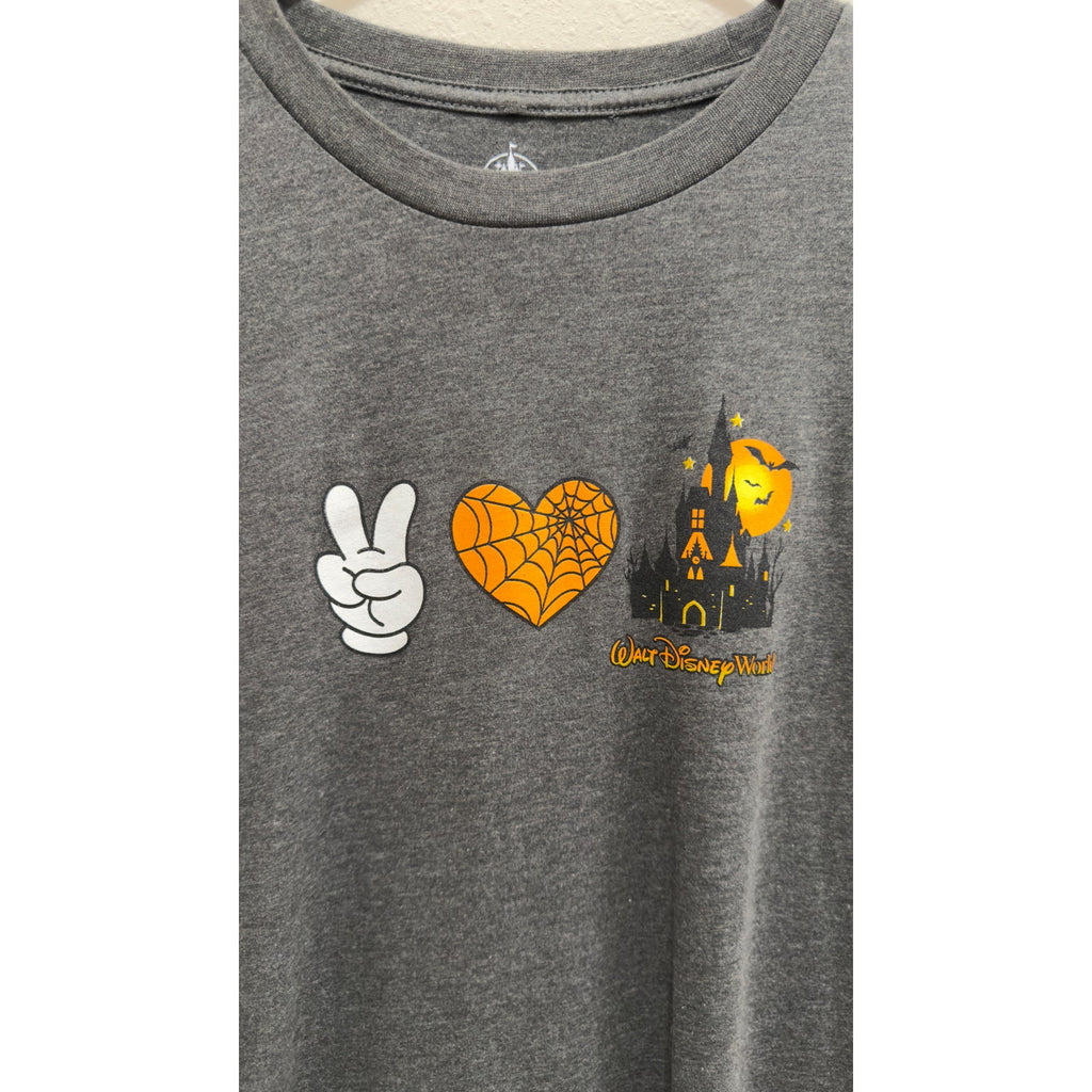 Disney Parks Walt Disney World Halloween Peace Heart Castle T-Shirt Large NWT