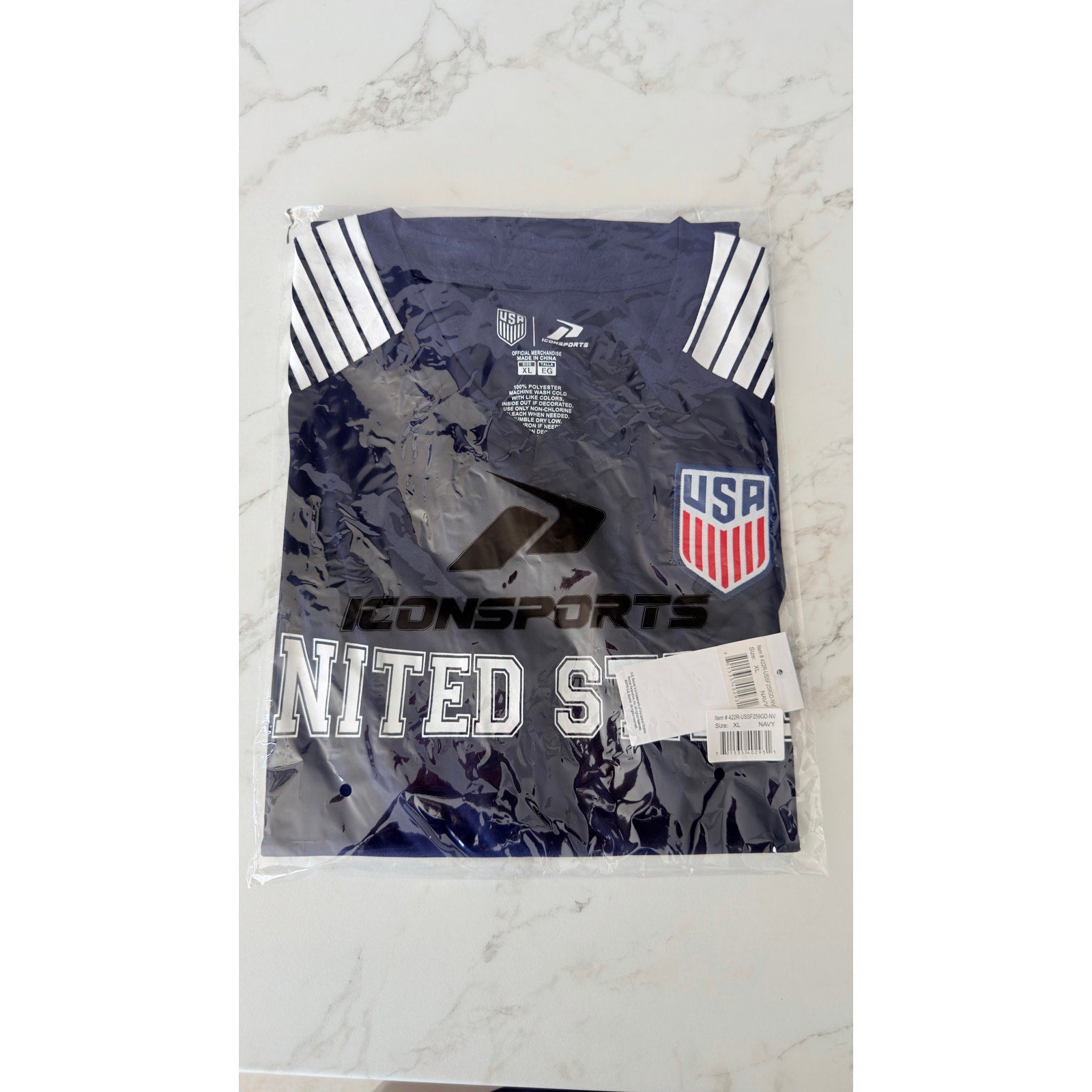 Icon Sports Men’s US Soccer Performance Shirt Jersey Navy Blue Size XL NWT