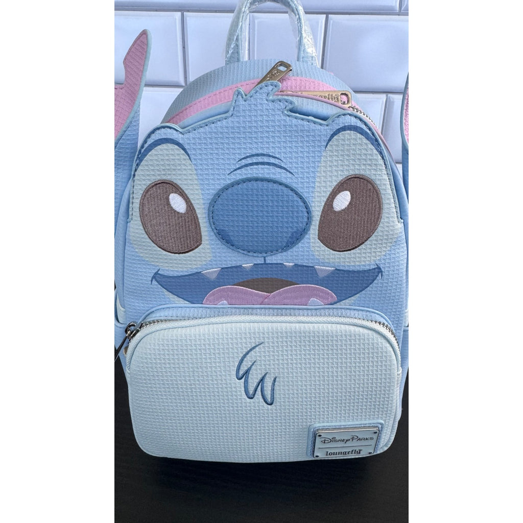 Disney Parks x Loungefly Stitch 626 Day Blue &Pink Waffle Texture Backpack NWT