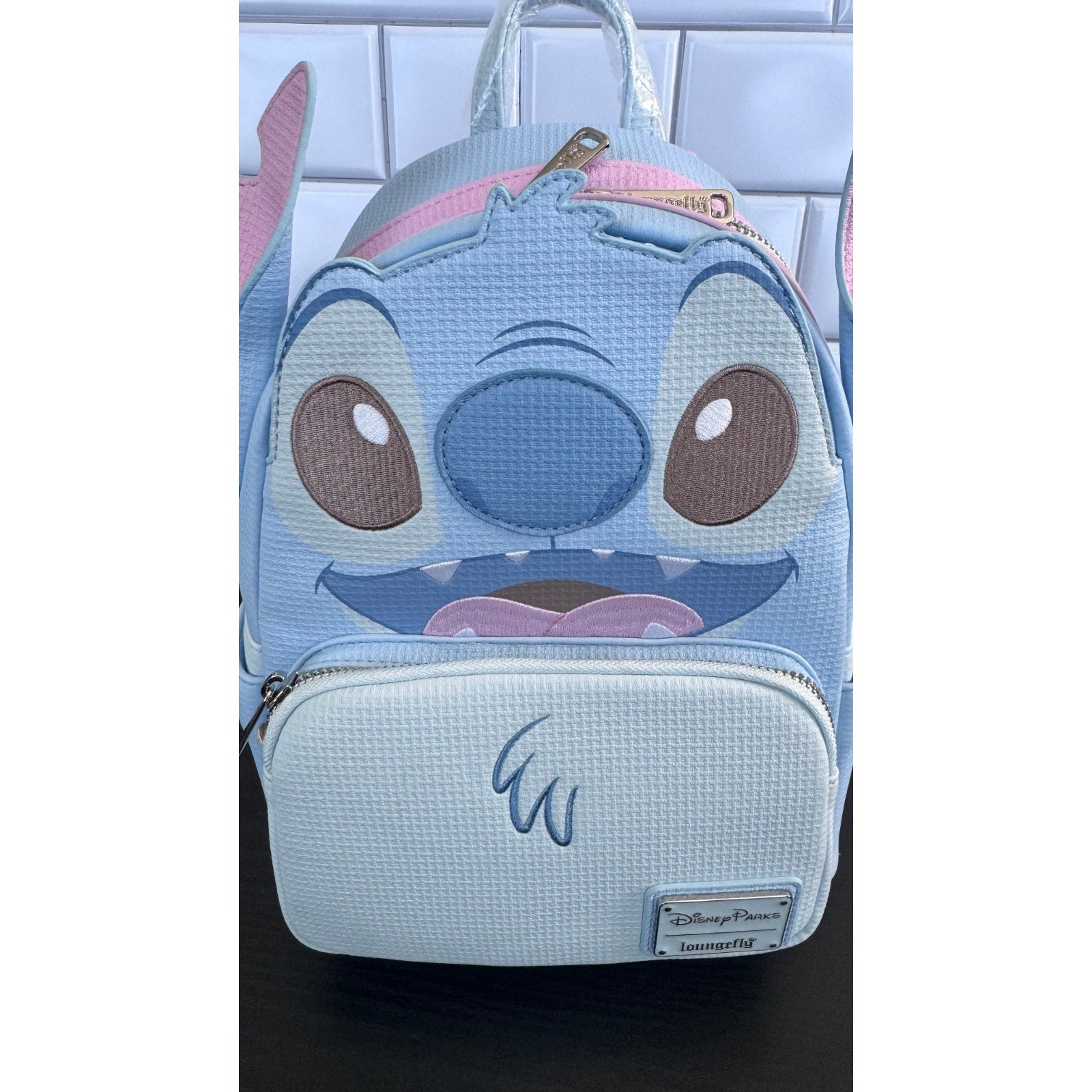 Disney Parks x Loungefly Stitch 626 Day Blue &Pink Waffle Texture Backpack NWT