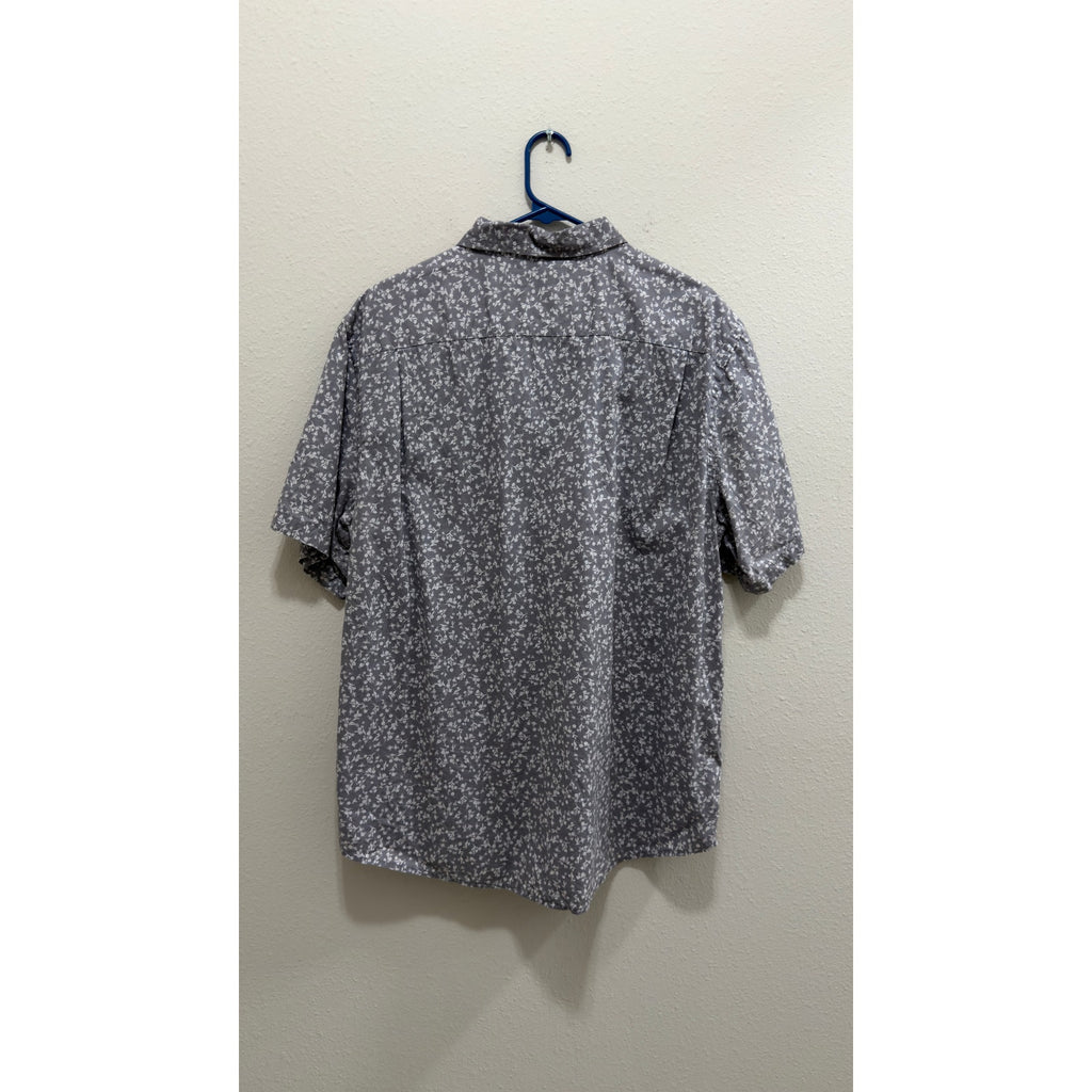 Old Navy Men's Everyday Short-Sleeve Cotton Button-Down Grey Floral Large