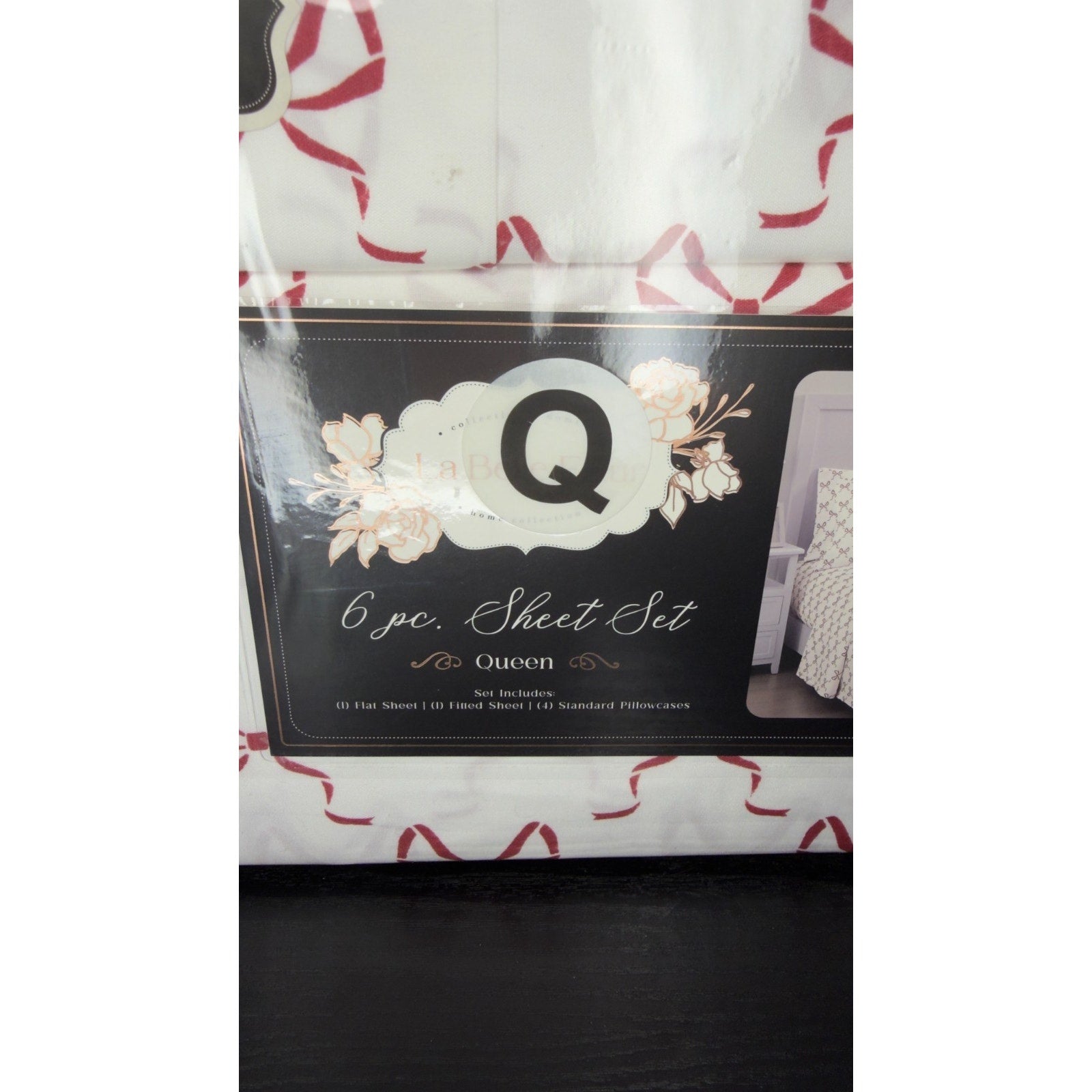 La Belle Fleur Queen Sheet Set — Red & White Bows