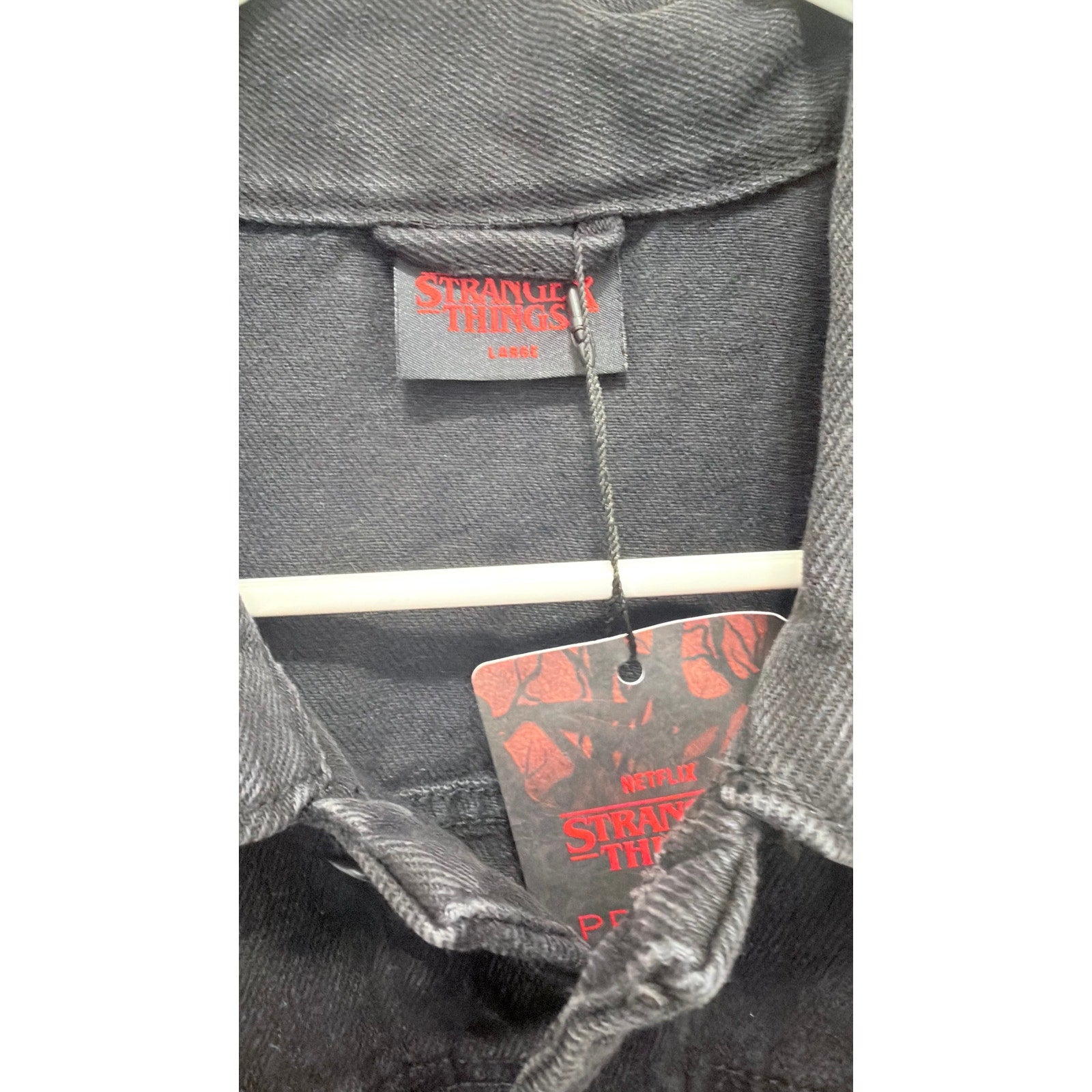 Primark Stranger Things Hellfire Club Embroidered Denim Jacket Unisex Large NEW