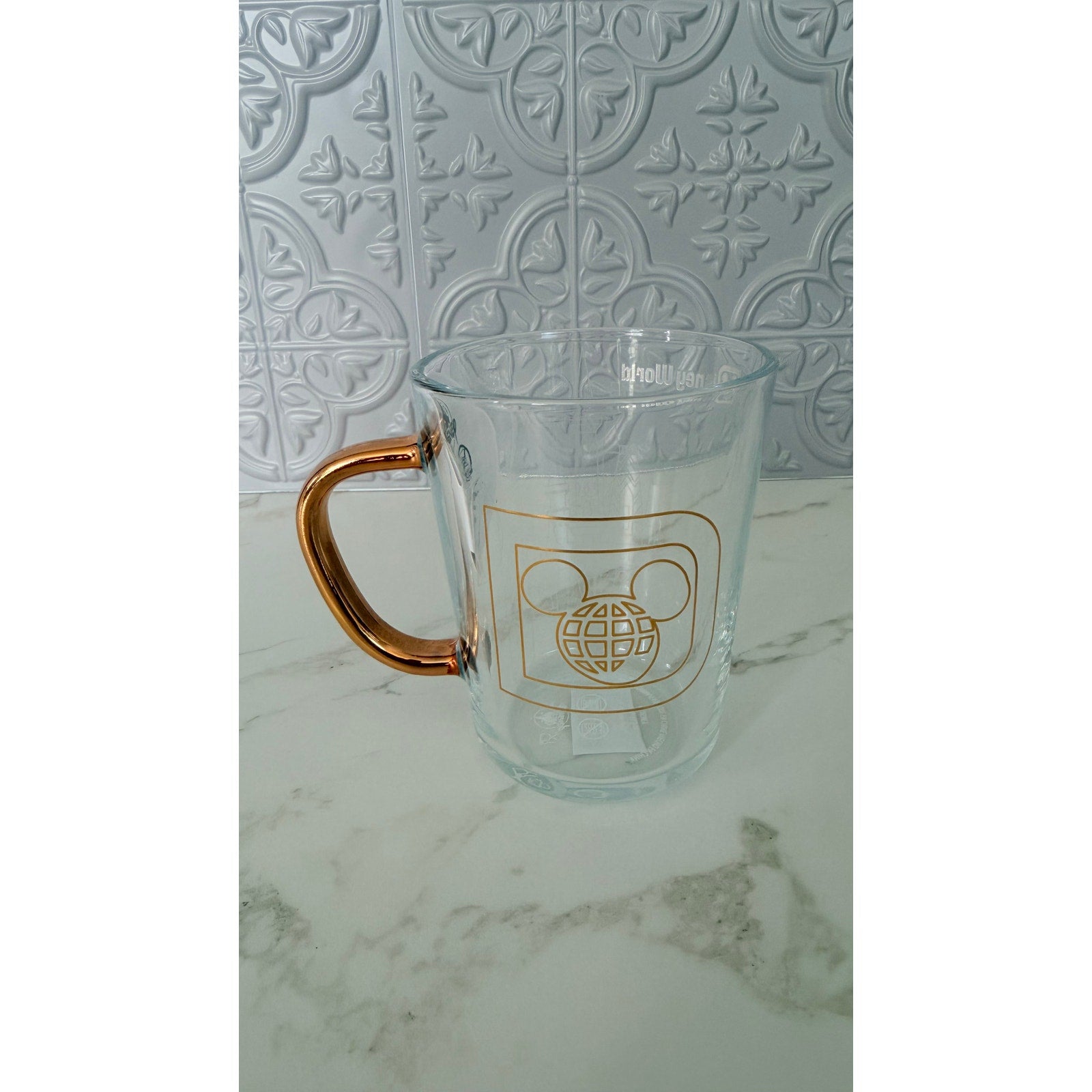 Walt Disney World Cinderella Castle Clear Glass Mug with Gold Handle NWT