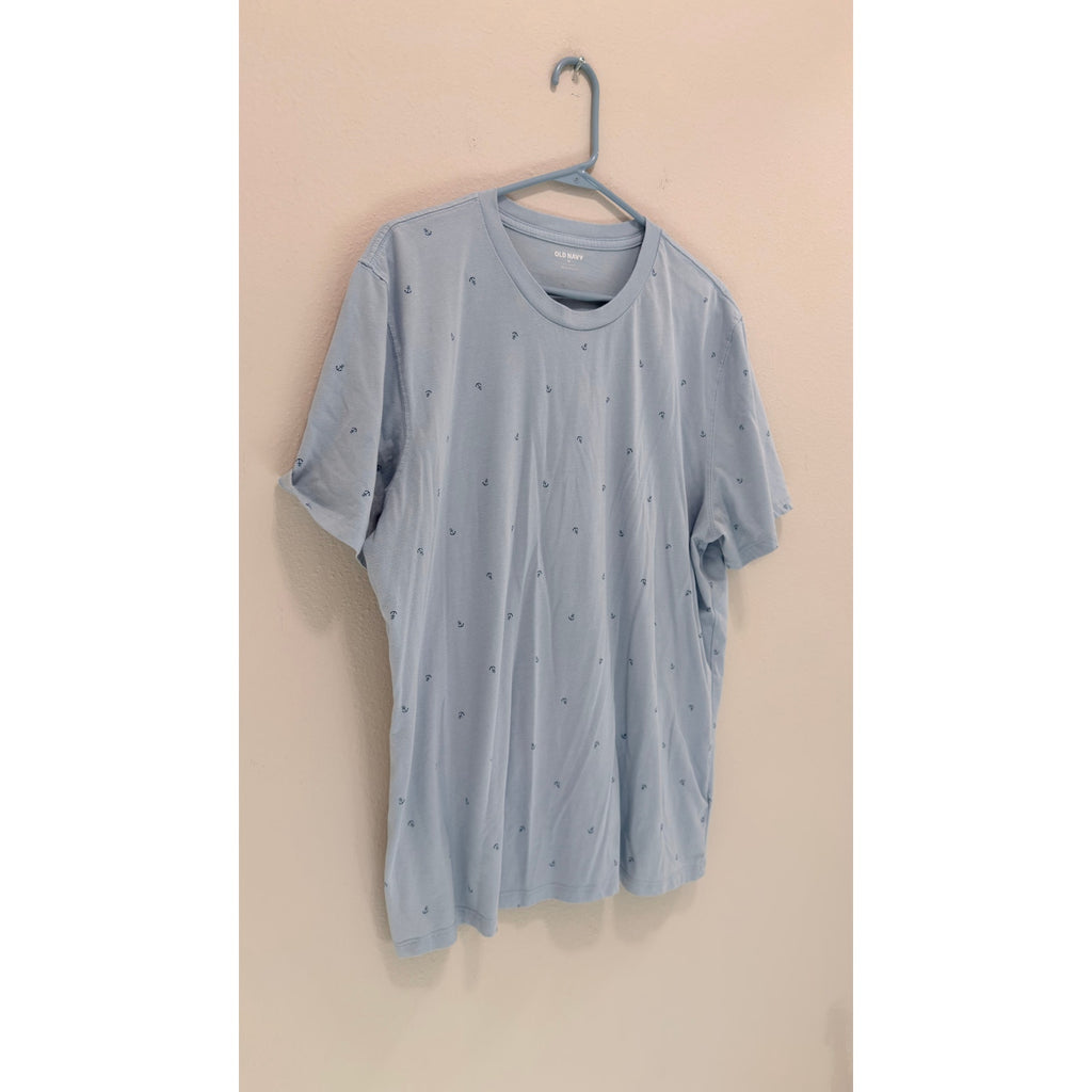 Old Navy Men's Soft-Washed Crew-Neck Tee – Anchor Print – Large – Preowned