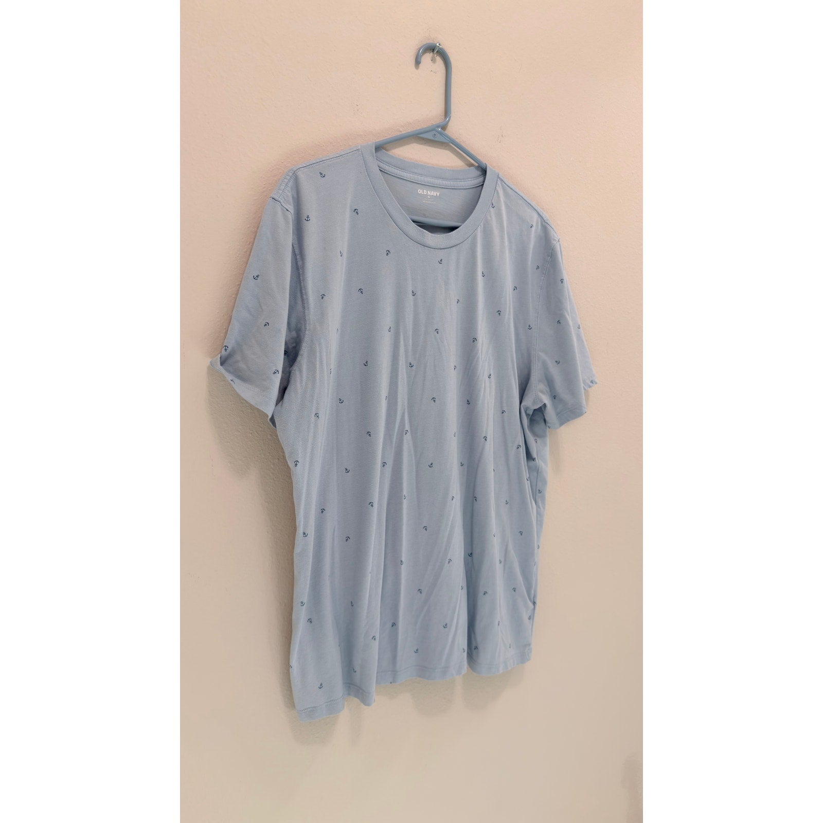 Old Navy Men's Soft-Washed Crew-Neck Tee – Anchor Print – Large – Preowned