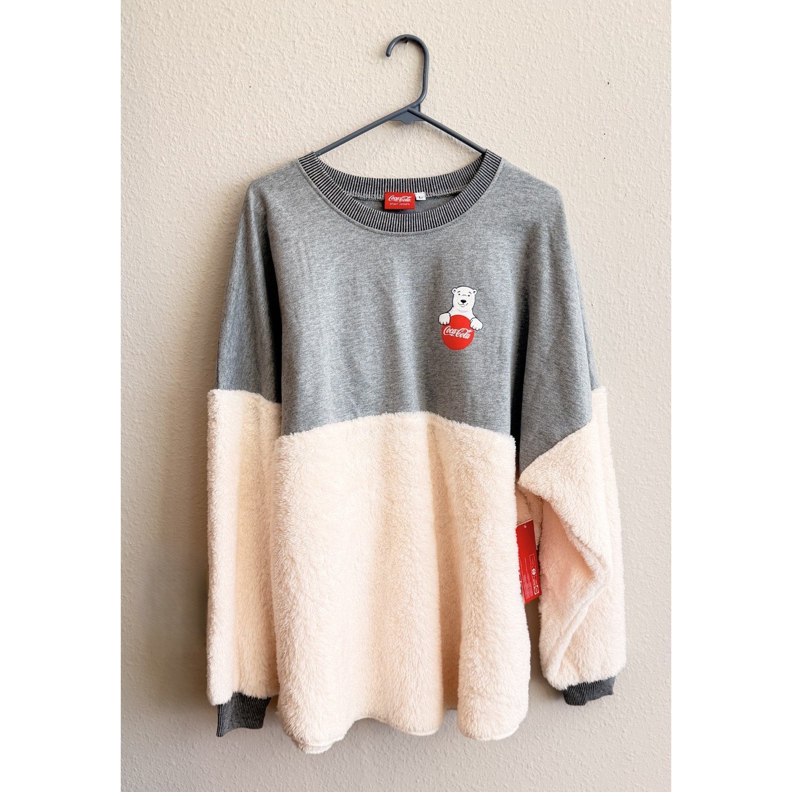 NWT Coca-Cola x Spirit Jersey Polar Bear Fuzzy Adults Size Large