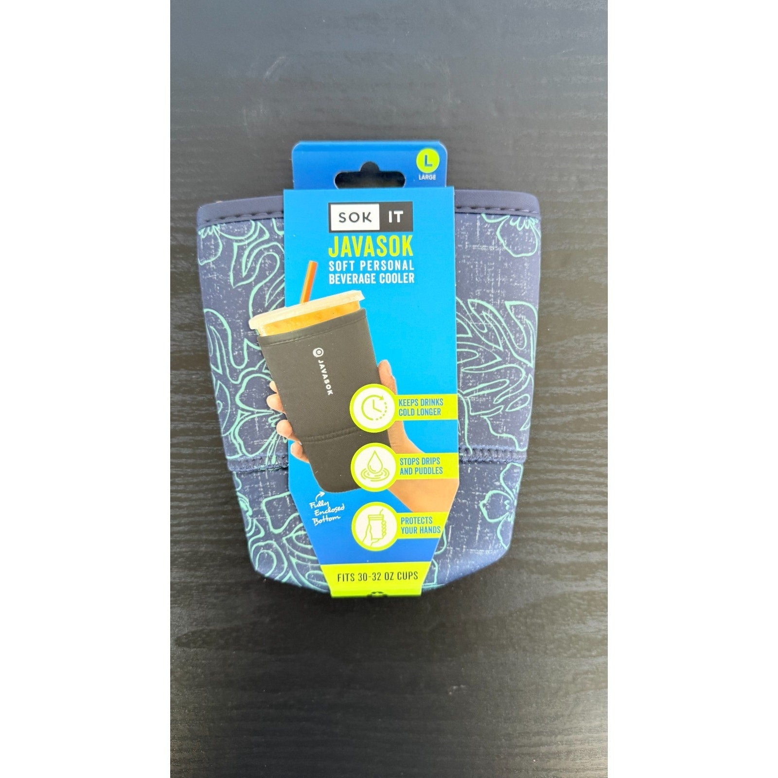 JavaSok "Monstera" Iced Coffee Sleeve - Large 30-32oz NWT