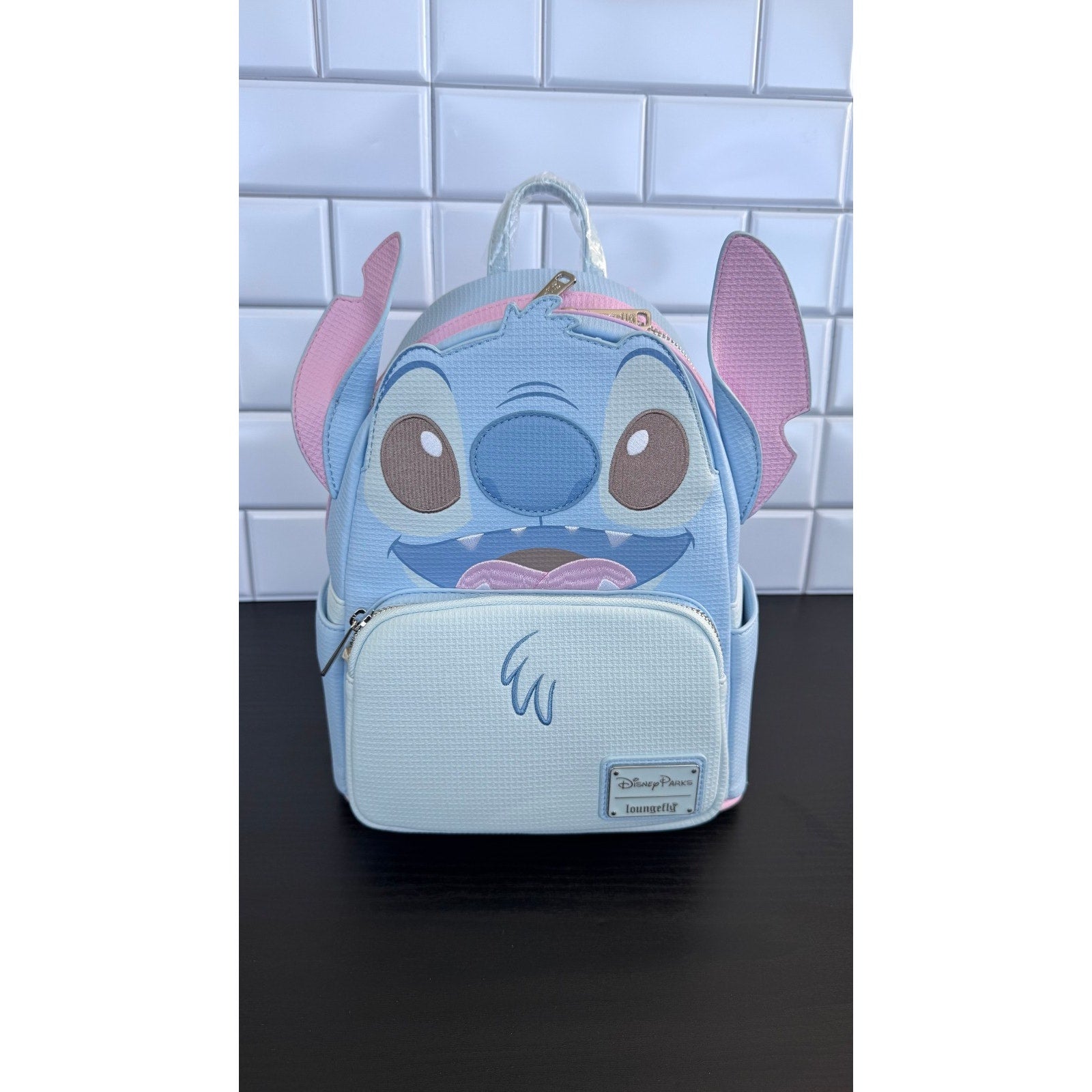 Disney Parks x Loungefly Stitch 626 Day Blue &Pink Waffle Texture Backpack NWT