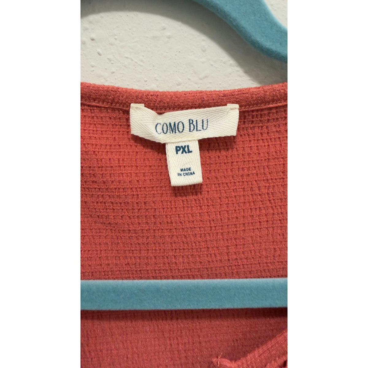 Como Blu Women's Petite XL Rust Terracotta Crochet Lace V-Neck Tie Front