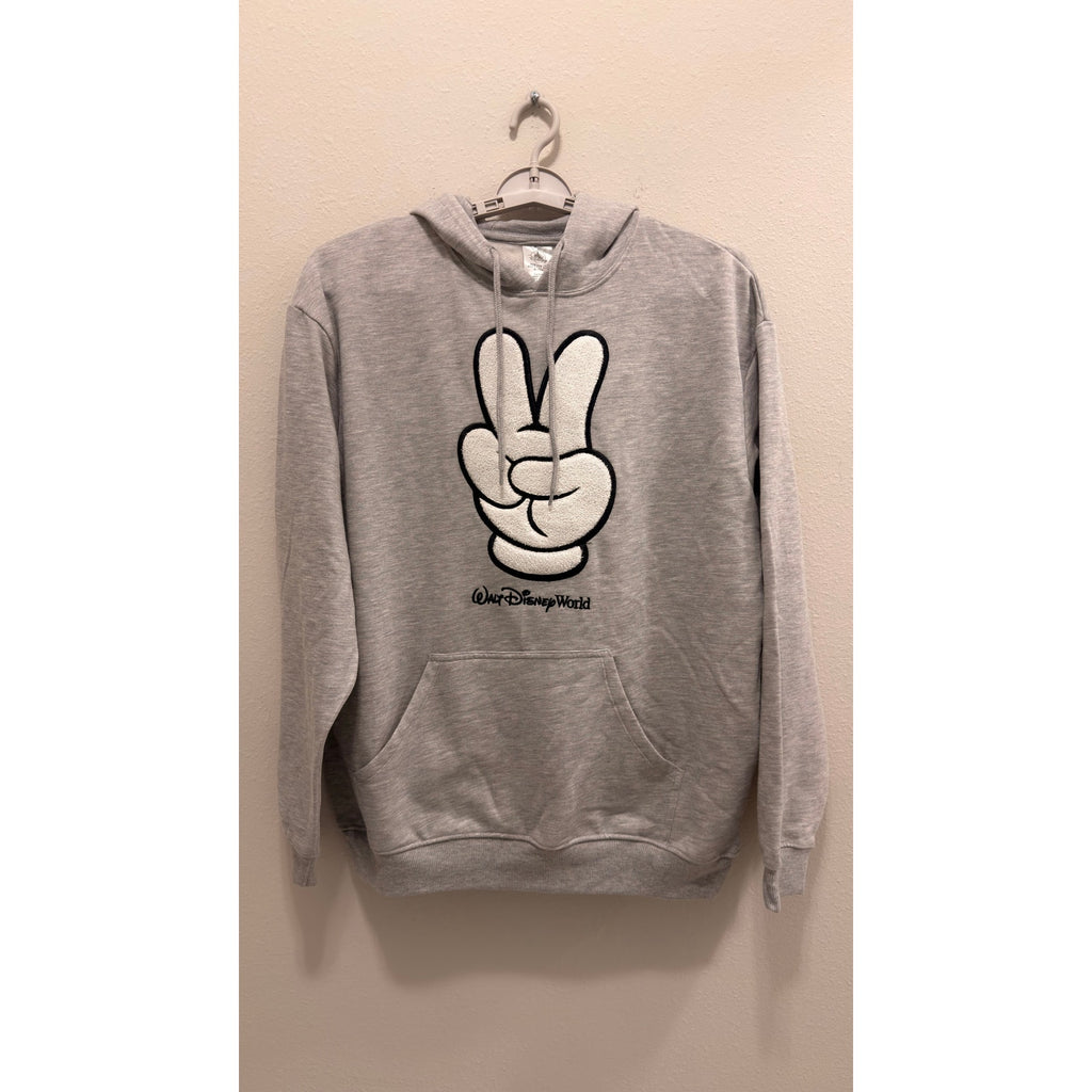 Disney Parks Mickey Mouse Glove Peace Sign Hoodie Adult Large NWT