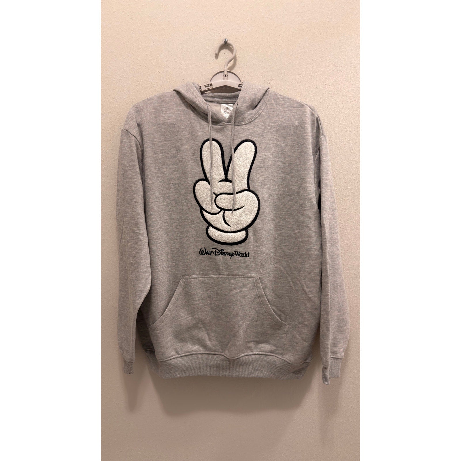 Disney Parks Mickey Mouse Glove Peace Sign Hoodie Adult Large NWT