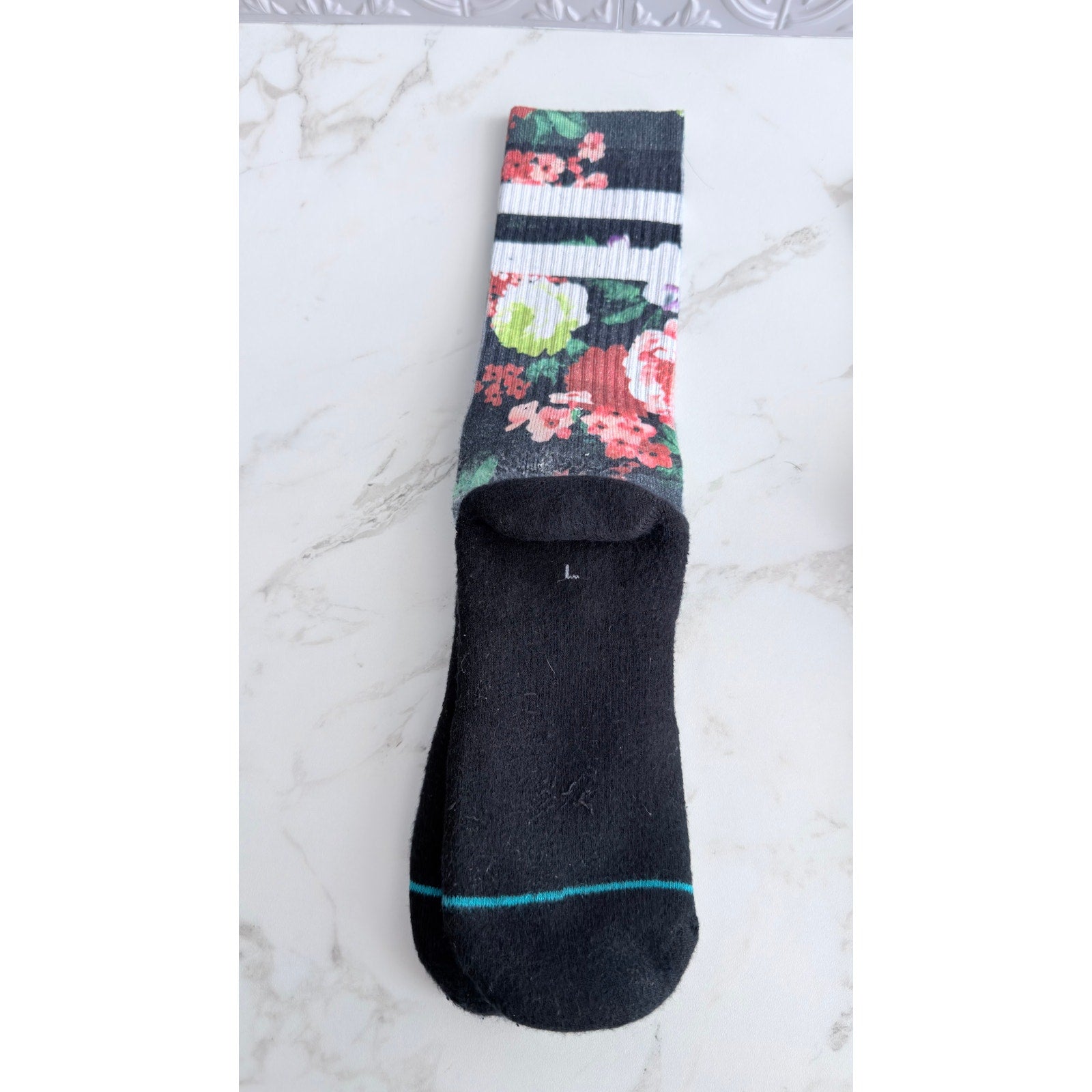 Stance Floral Crew Socks 2-Pair Lot Sizes Large & Medium Black