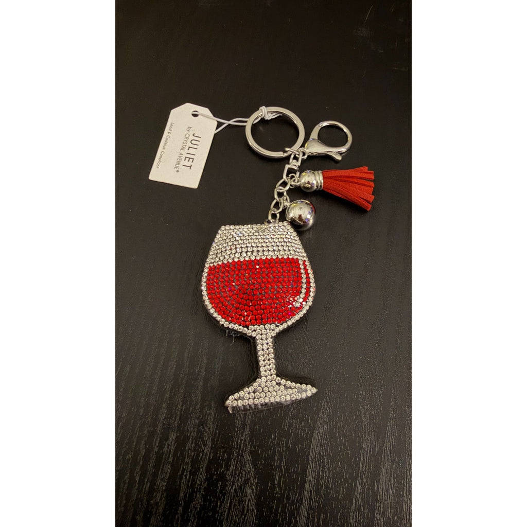 NEW Juliet Bling Rhinestone Keychain - Red Wine Glass